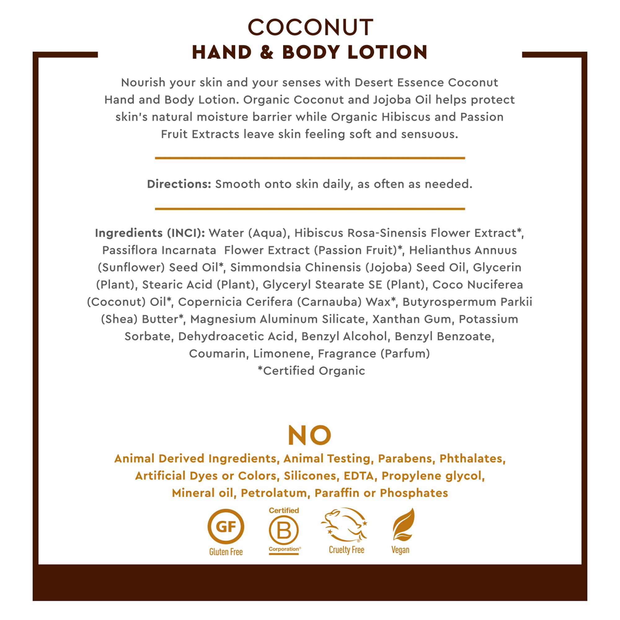 Desert Essence Organic Coconut Hand And Body Lotion 8 Fl. Oz.