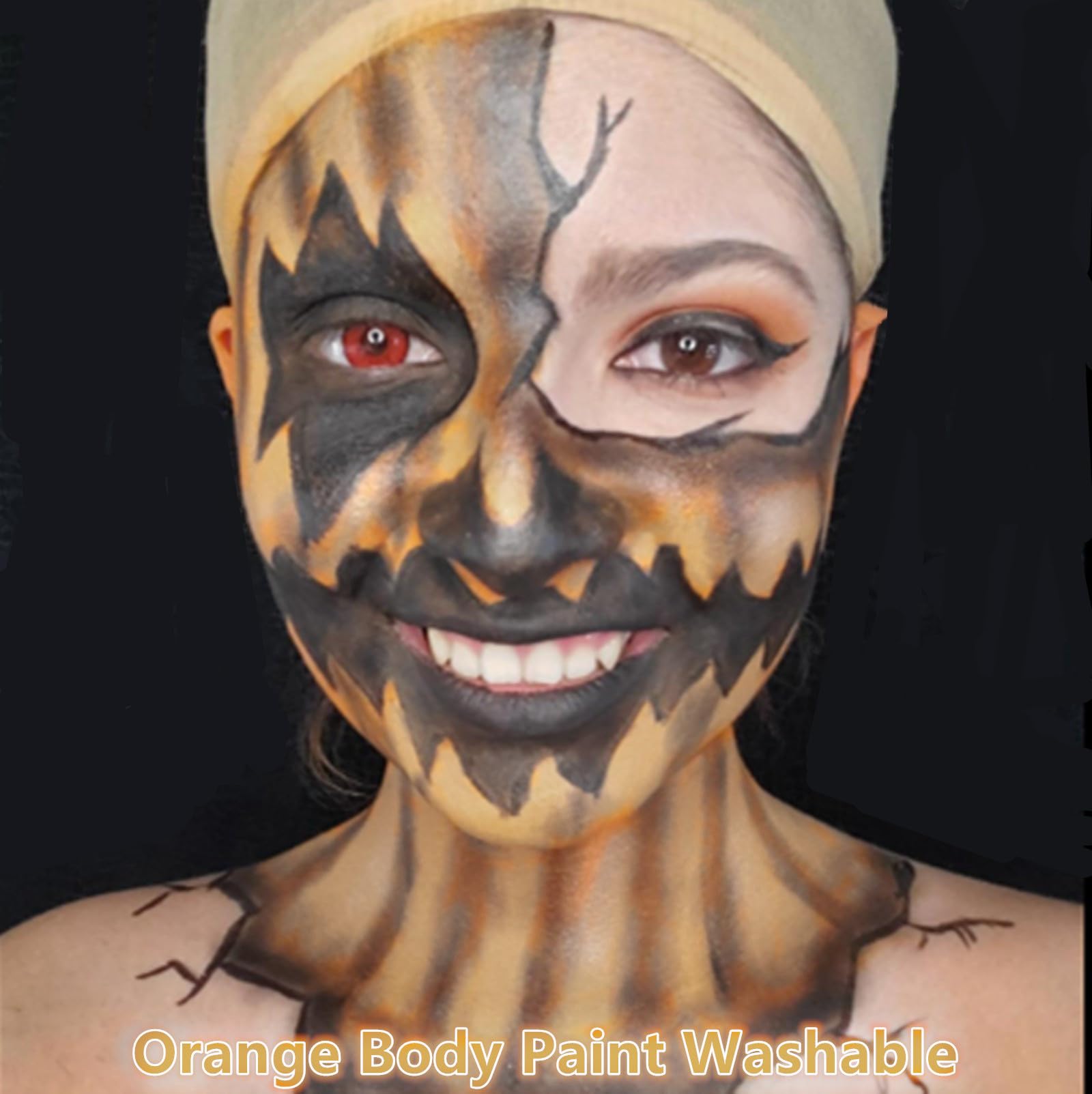 Go Ho Pastel Orange Face Paint Stick,Water Based Cream Orange Body Paint Washable,Highly Pigmented,Smooth and Safe for Skin,Hall