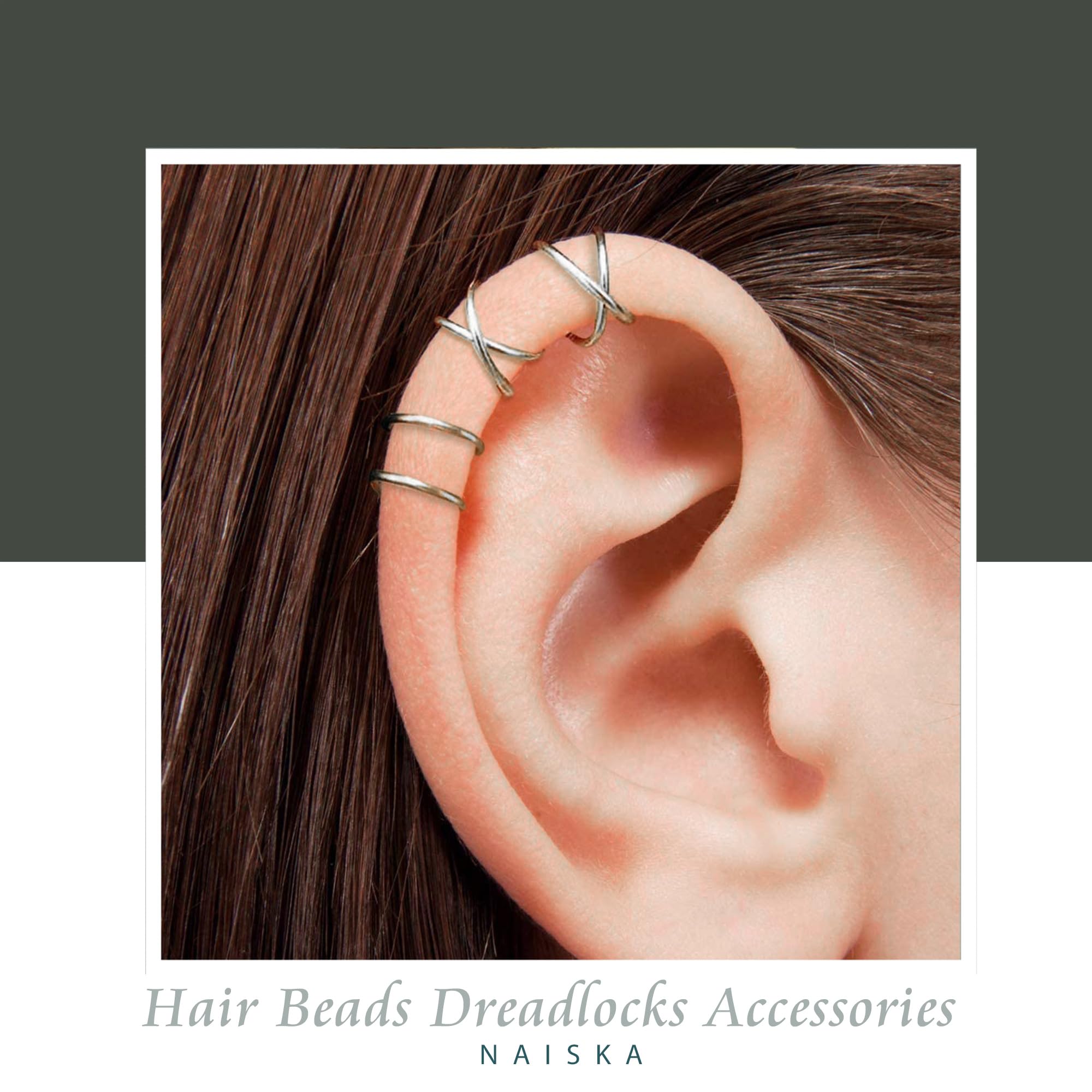 NAISKA 24PCS Hair Jewelry for Braids with Crystal Rhinestone Loc Dreadlock Accessories Metal Alloy Braid Clips Non-Piercing Ear