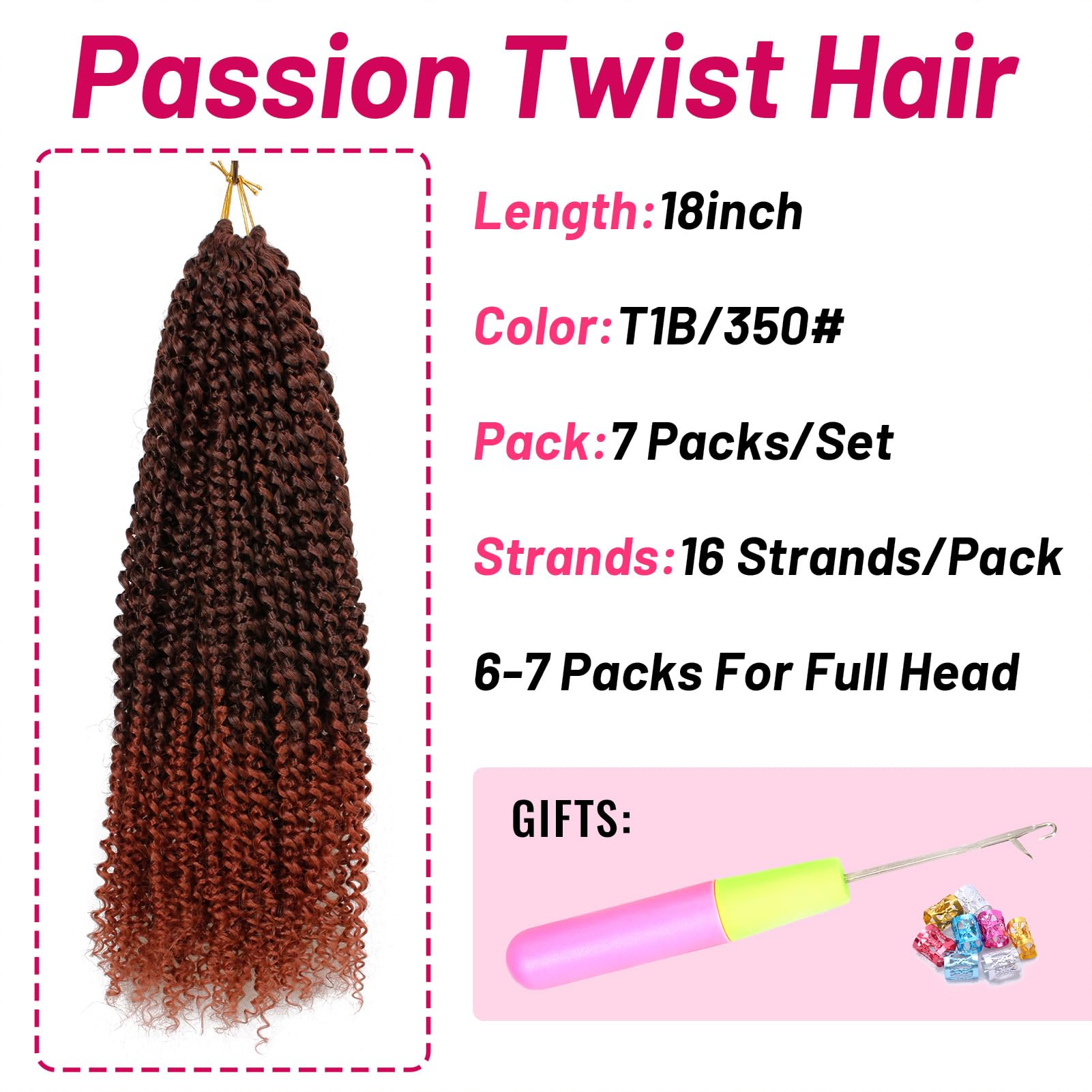 7 Packs Passion Twist Crochet Hair Braids 18 Inch Water Wave Synthetic Hair For Passion Twist Crochet Braiding Hair Goddess Locs