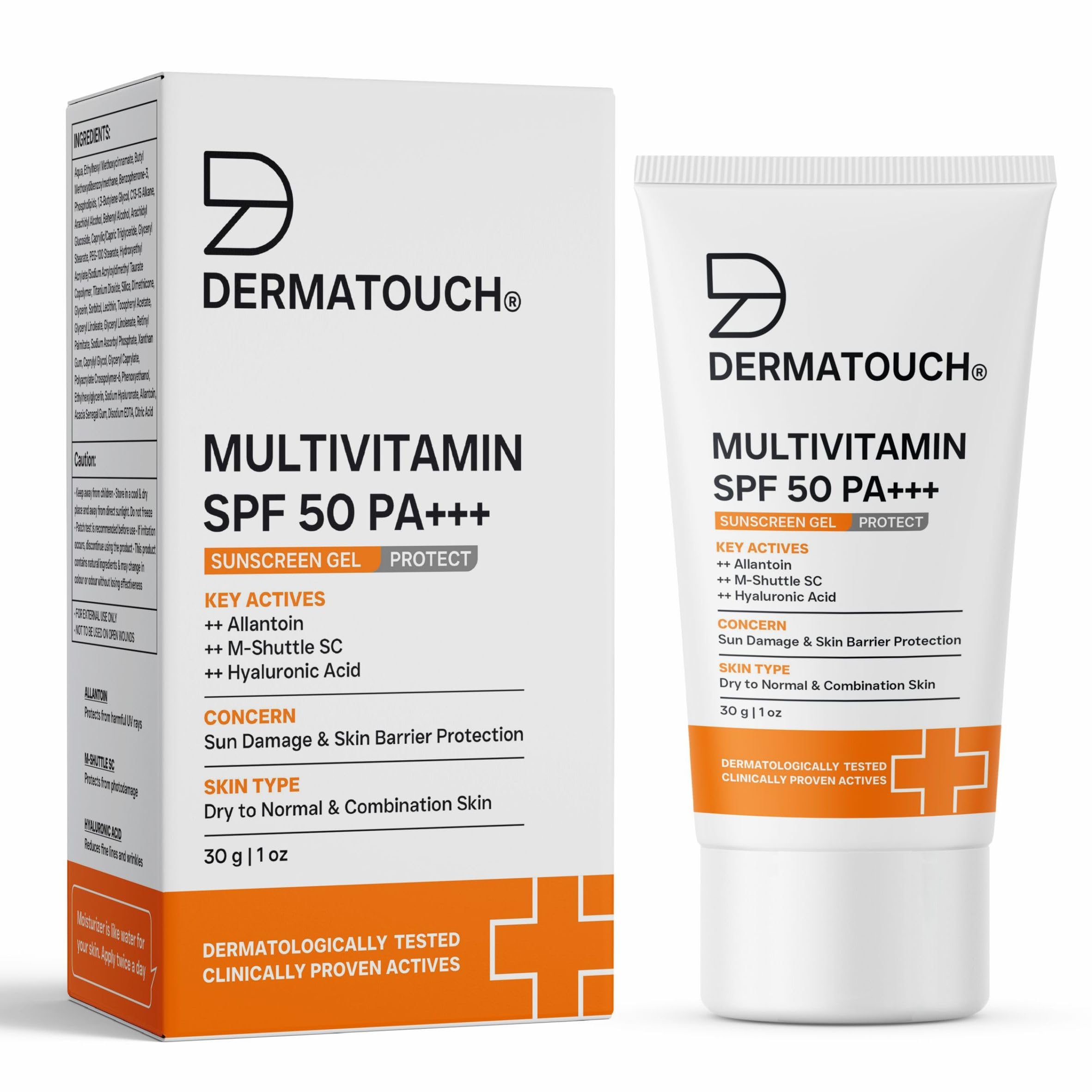 Dermatouch Multivitamin Spf 50 Pa+++ Sunscreen Gel | Uva-Uvb Protection | Zero White Cast | Unisex | 30G