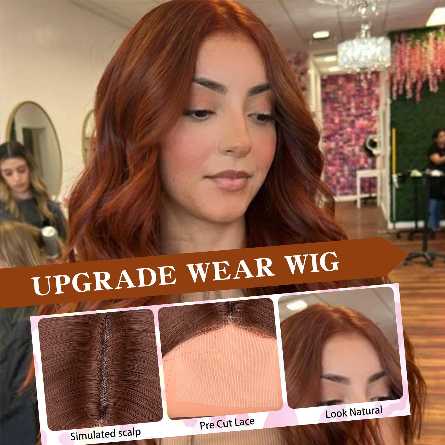 TOZIKA Red Wig Long Copper Red Auburn Wig for Black Women 26 Inch Wavy Wig Natural Looking Synthetic Middle Part Curly Wavy Wig