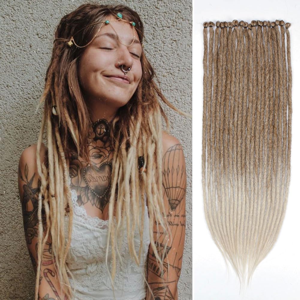 Kraler 24 inch 40 Strands Thick Dreadlock Extensions, SE Brown to Blonde Crochet Dreadls Extensions of Synthetic Hair 1cm Width 