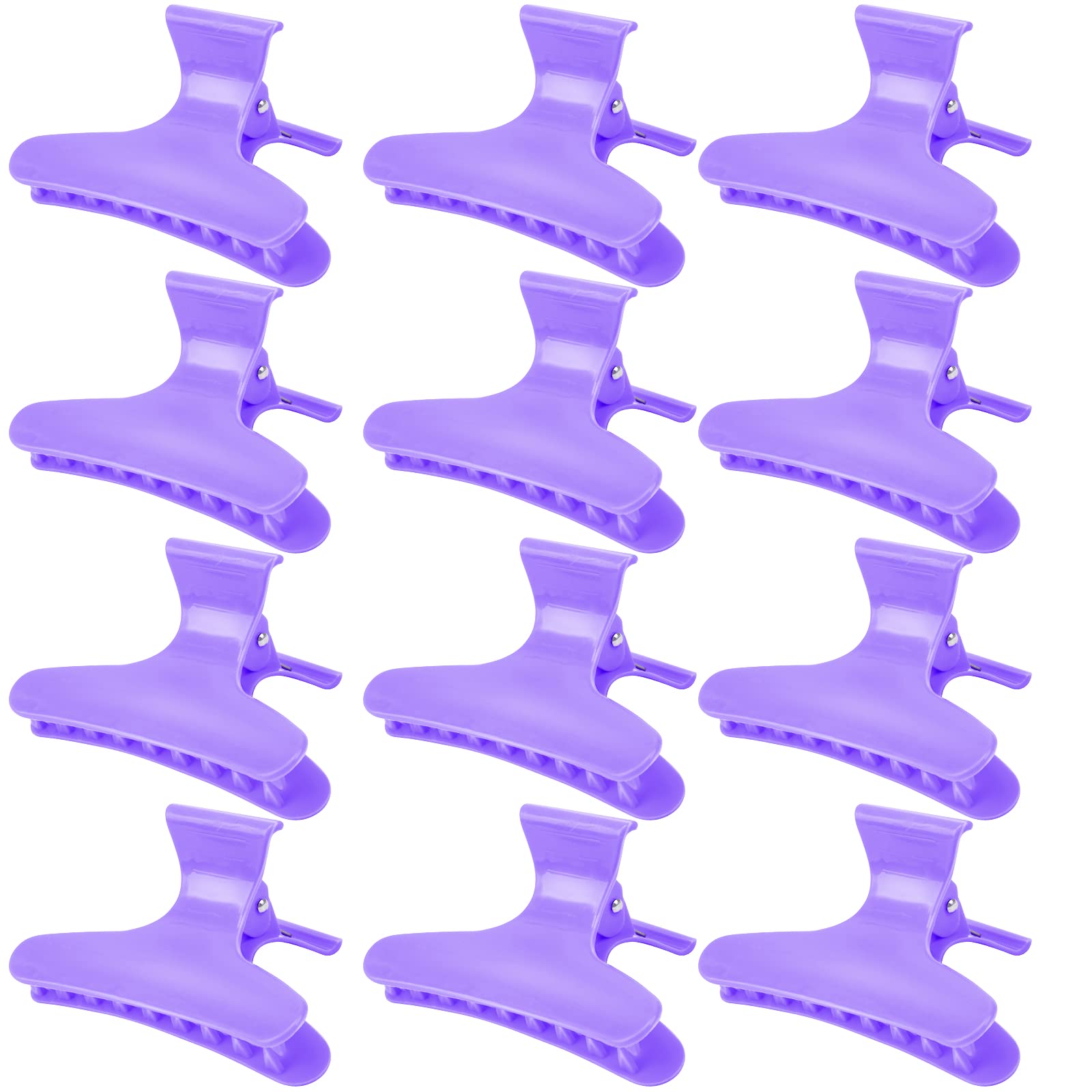 Ondder 12 Pack Purple Butterfly Hair Clamps Clips Hair Claw Clips Salon Pro Section Clip for Styling, Sectioning, Cutting, Color