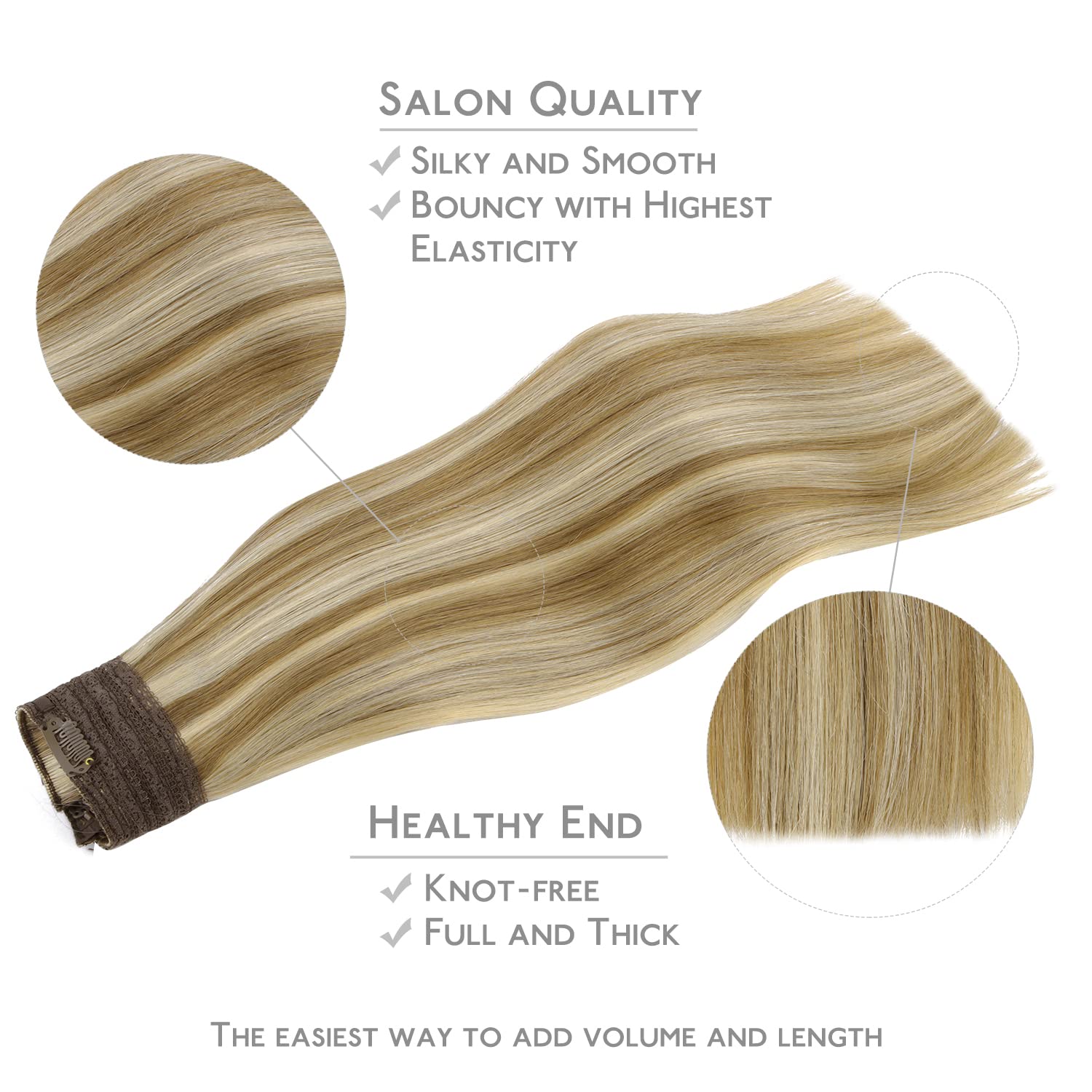 Wennalife Wire Hair Extensions (Increase 50% Lifespan) Real Human Hair 12 Inch 70G Ash Brown Highlighted Golden Blonde Remy Wire