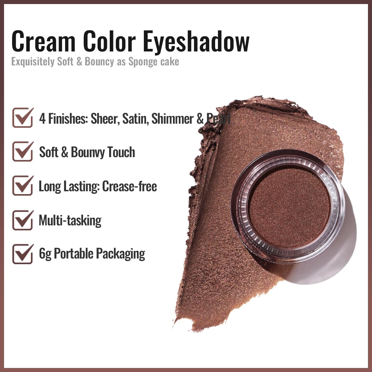 Oulac Bronze Cream Eyeshadow Also For Highlighter Large Capacity Highly Pigmented Eye Shadow Waterproof &Long Lasting With Moist