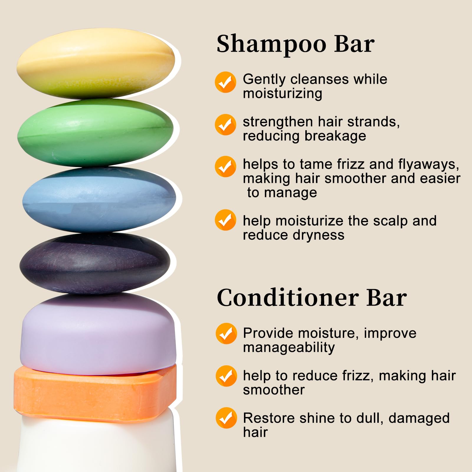 Saphus Bar Shampoo And Conditioner Bar Set For Dry & Curly Hair, Argan Oil Solid Shampoo Bar And Conditioner Bar Soap For Streng