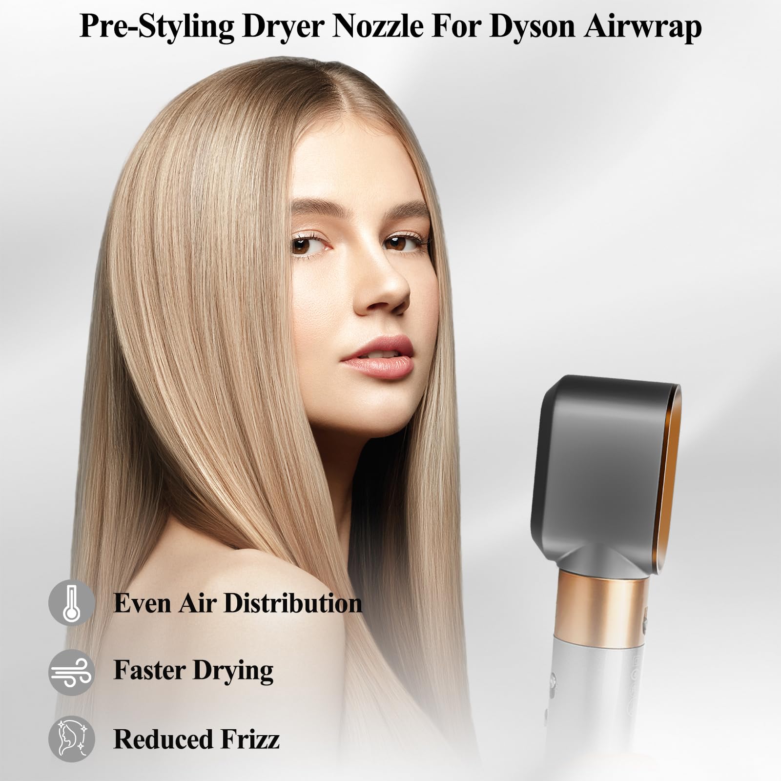 Puregust Pre-Styling Dryer Attachment For Dyson Airwrap, Pre-Styling Dryer Nozzle Replacement For Air Wrap, Part No. 969759-01,
