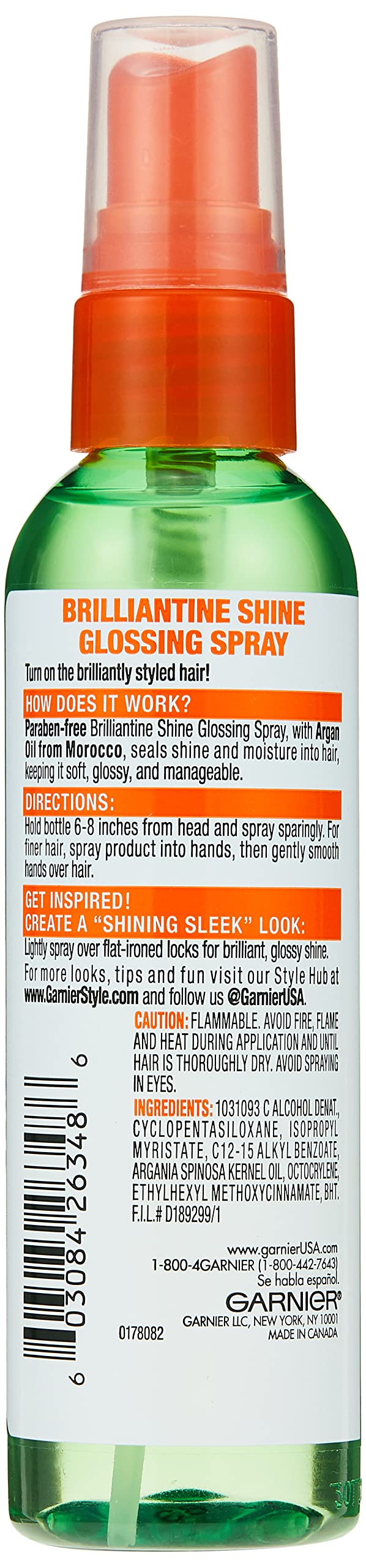 Garnier Fructis Style Brilliantine Shine Glossing Spray 3 Oz (Pack of 3)