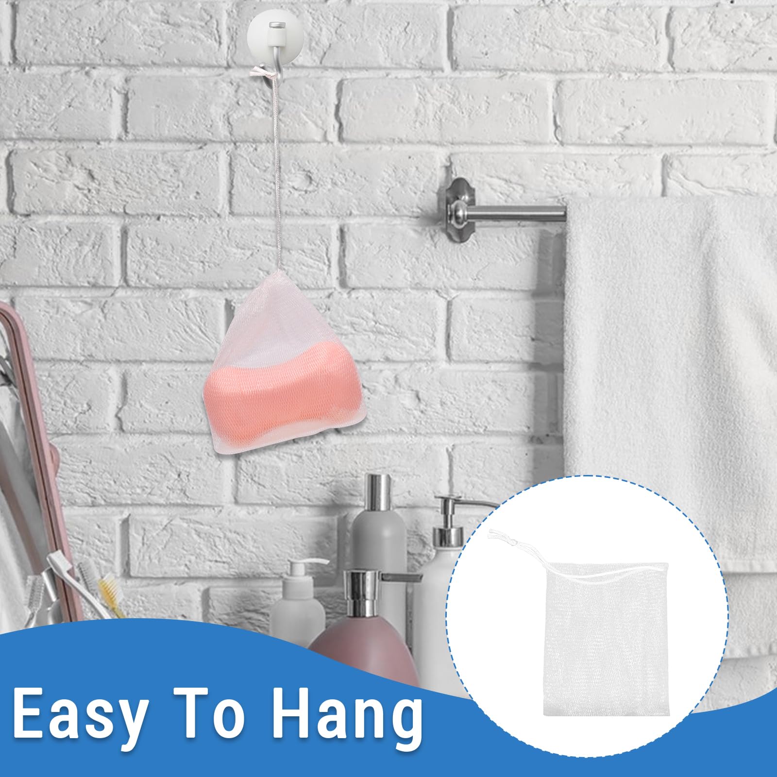 Mozeat Lens 20 Pcs Exfoliating Mesh Soap Saver Pouch Bag Mesh Soap Bag Soap Handmade Soap Bubble Mesh Net Bags With Drawstring M