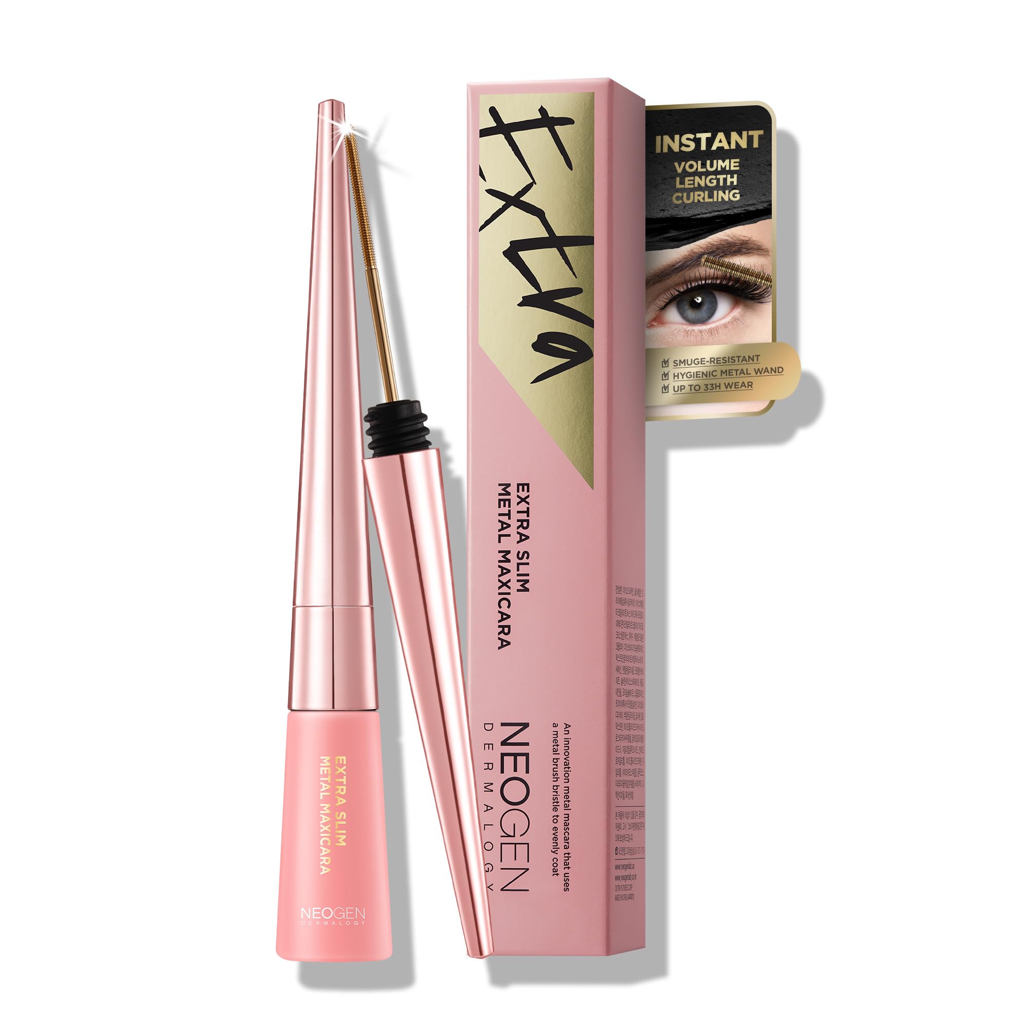 NEOGENDERMALOGY Innovative Sensational Hygienic Washable Extra Slim Metal Mascara (Slim, Black)