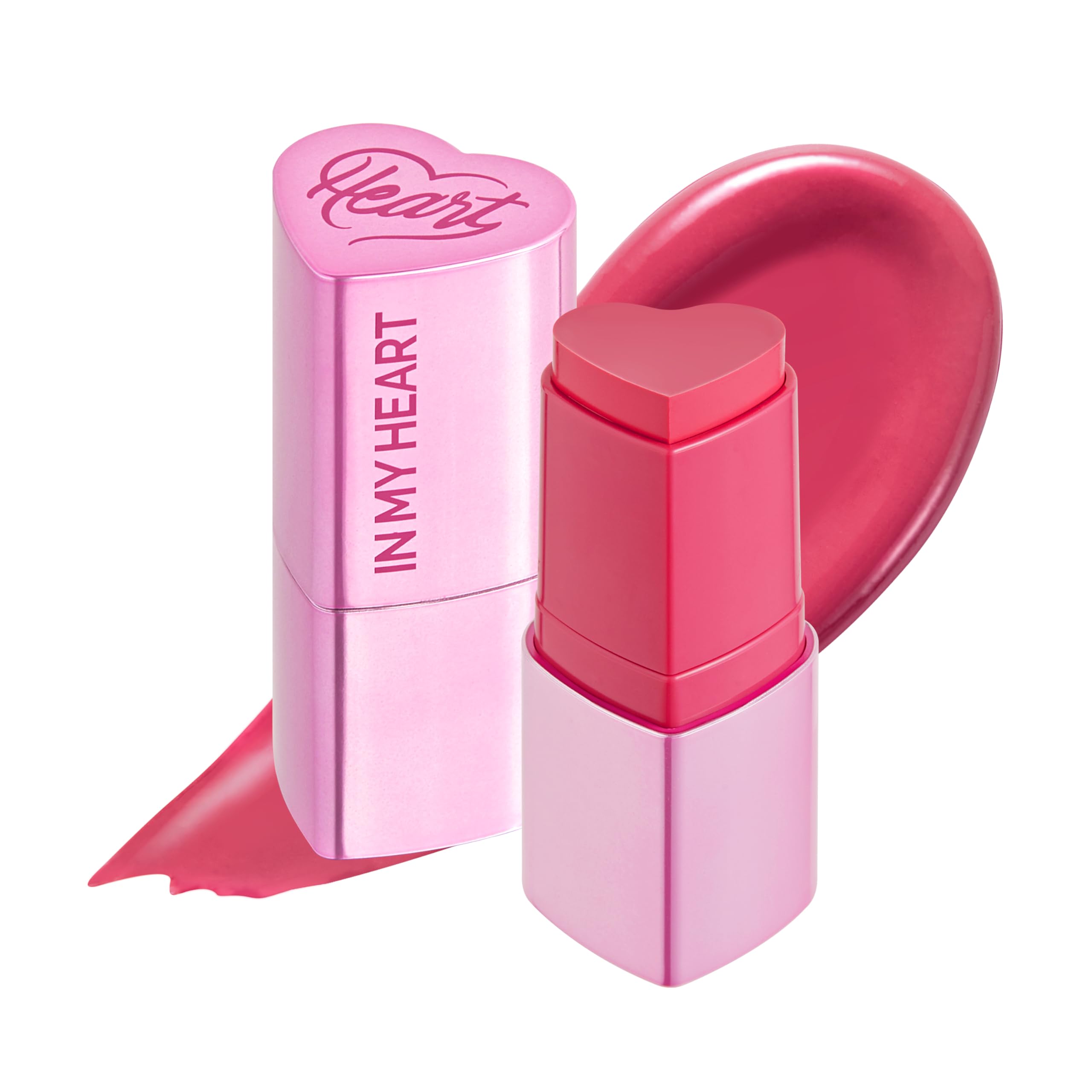TOUCH IN SOL In My Heart Stick Blush (#Punch Pink)  Pink Cream Blush Stick for Korean Makeup, Lip & Cheek MultiUse, Blendable 