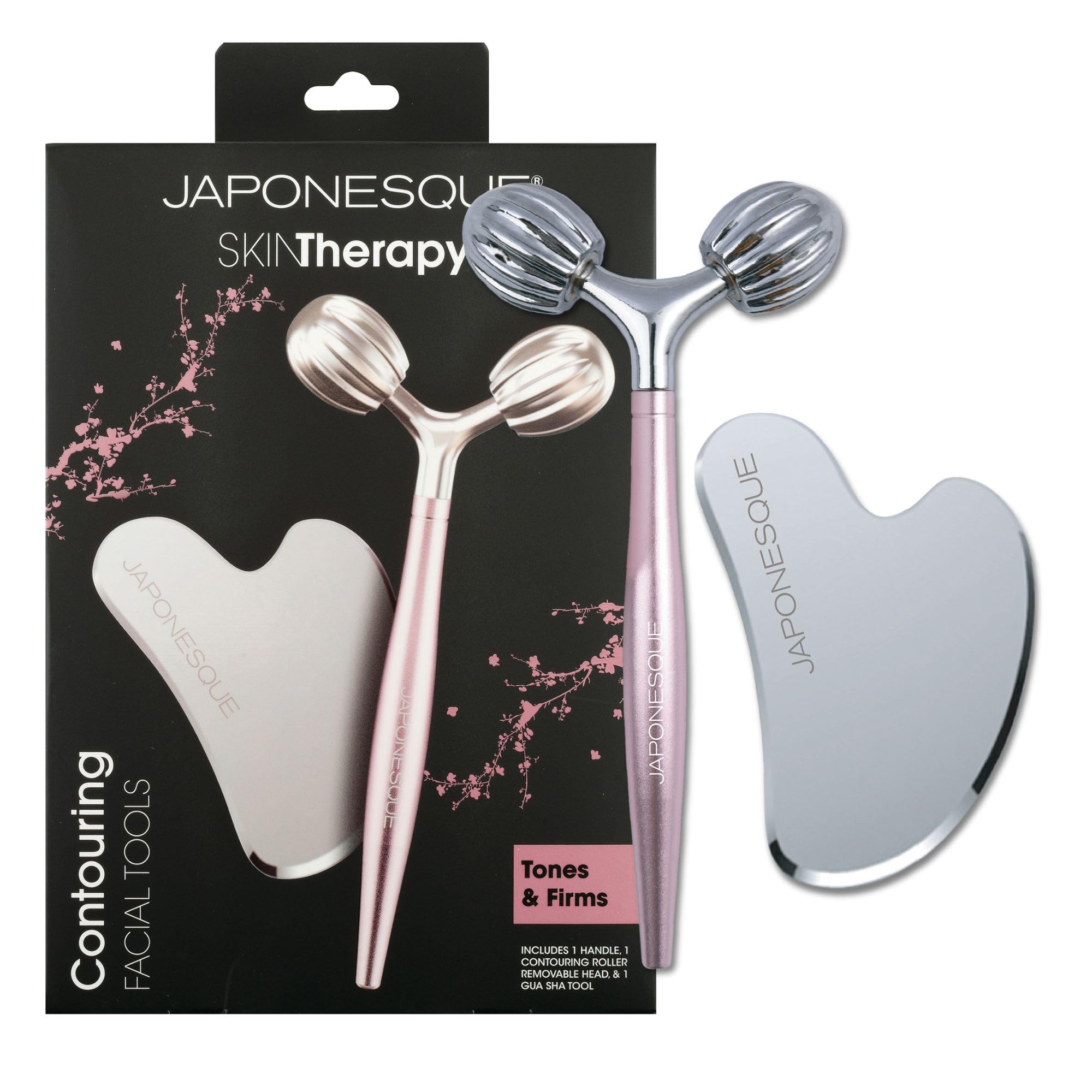JAPONESQUE SKINTherapy Contouring Facial Tool V Roller for Lymphatic Drainage, Facial Massage, Relieves Tension and Improves Abs