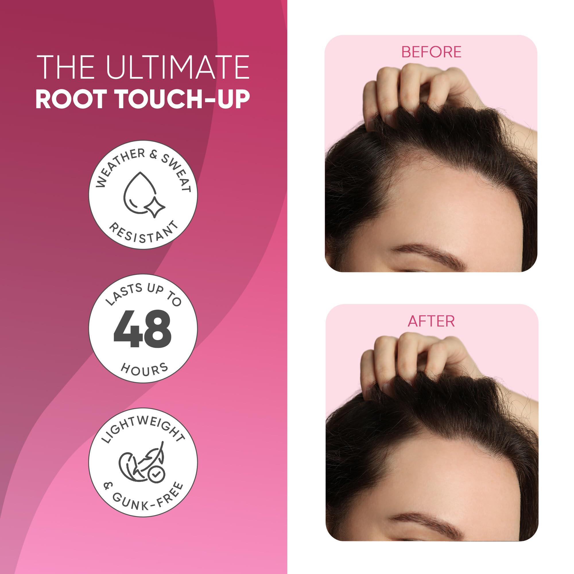 Gbg Hairline Powder, Medium Brown - 48-Hour Coverage Root Touch Up Powder For Bald Spots, Instant Hair Loss Concealer & Brighten