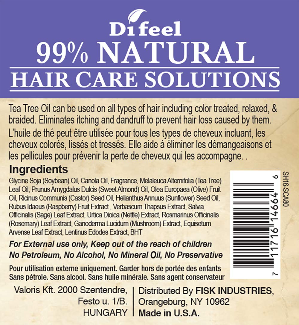 Difeel 99% Natural Therapeutic Hair Care Solutions - Scalp Care 7.78 ounce