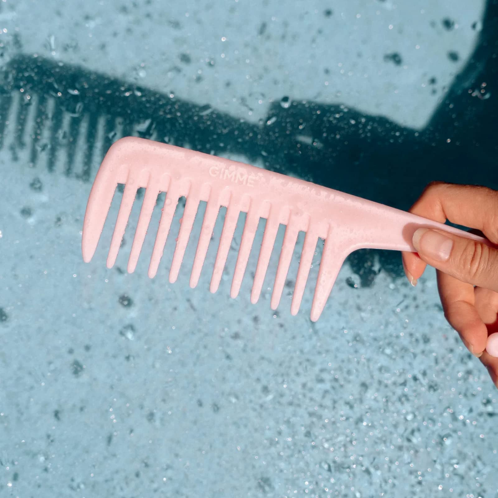 Gimme Beauty - Pink Detangling Shower Comb With Grip Handle - Wide Tooth Comb Great for Wet Brushing & Untangling Curls - Big Co