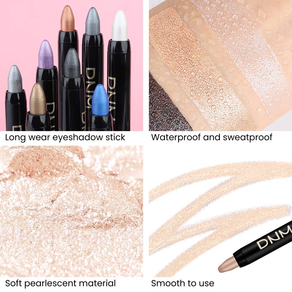 Kaely 2Pcs Cream Eyeshadow Stick Set For Eyes,Pearl White & Mocha Beige Shimmer Pen,Eye Brightener Halloween Makeup,Sombras Para