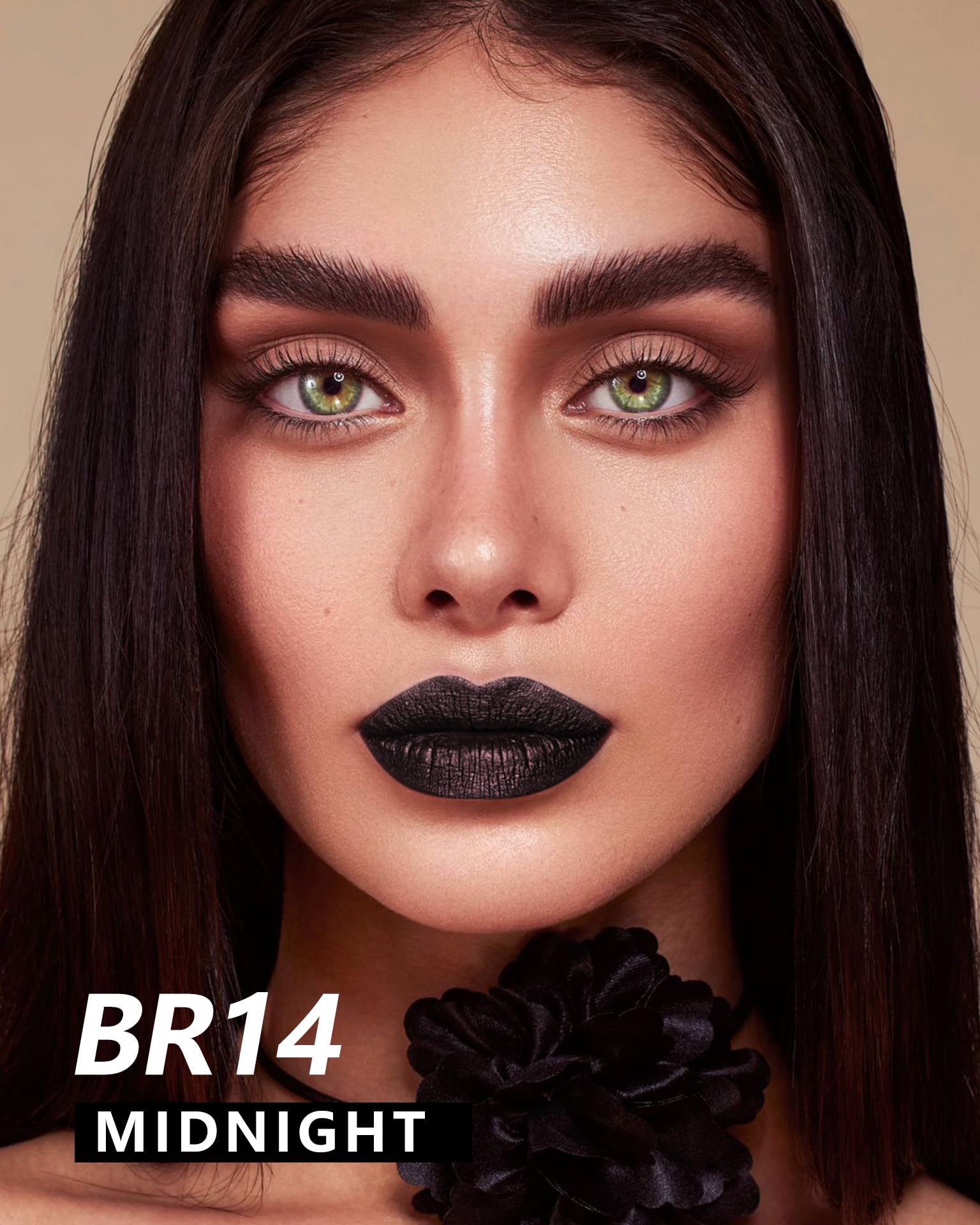 Maki Yika Metallic Lipstick For Women Black Lipsticks Long Lasting Glitter Lipstick No Smudge No Transfer Full-Coverage Liquid L