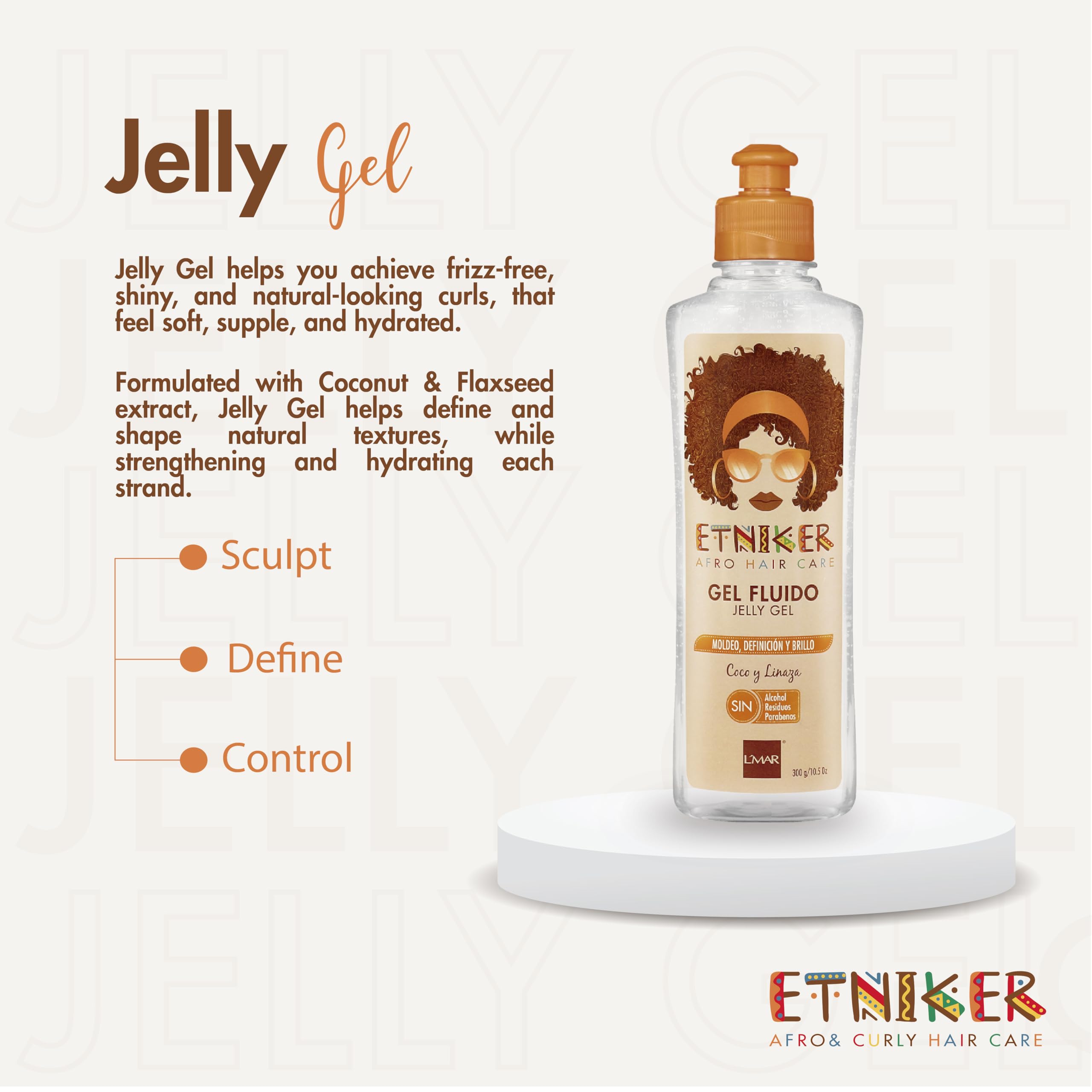 ETNIKER Jelly Gel | Afro-textured, Curly & Wavy hair | Sculpt, Define & Control | Coconut & Flaxseed | Free from Silicones, Mine