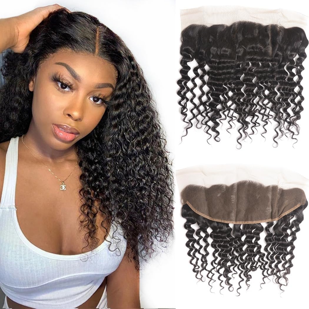Odir 13x4 Lace Frontal Deep Wave Human Hair 180% Density Unprocessed 9A Deep Curly Virgin Hair 13x4 Ear to Ear Lace Closure Fron