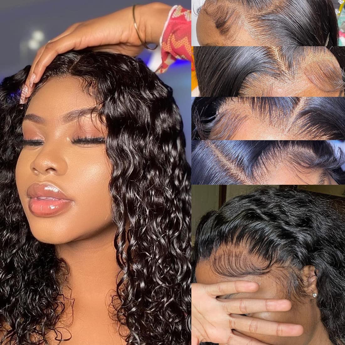 Recomtic Curly Bob Wigs Human Hair Short 13X4 Wet And Wave Lace Front Wigs For Black Women Human Hair Water Wave Wig With Baby H