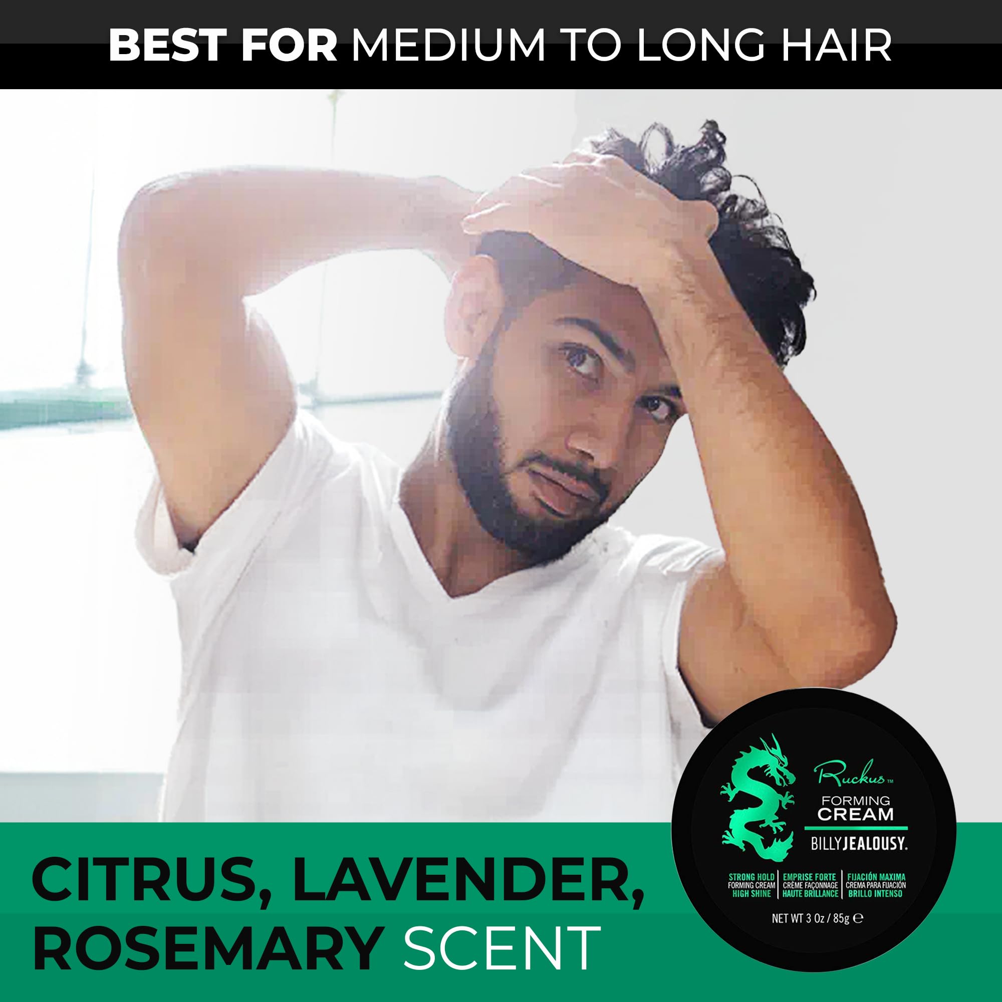 Billy Jealousy Ruckus Hair Forming Cream, Men'S Styling Hair Cream For Strong Hold And High Shine, 3 Oz.