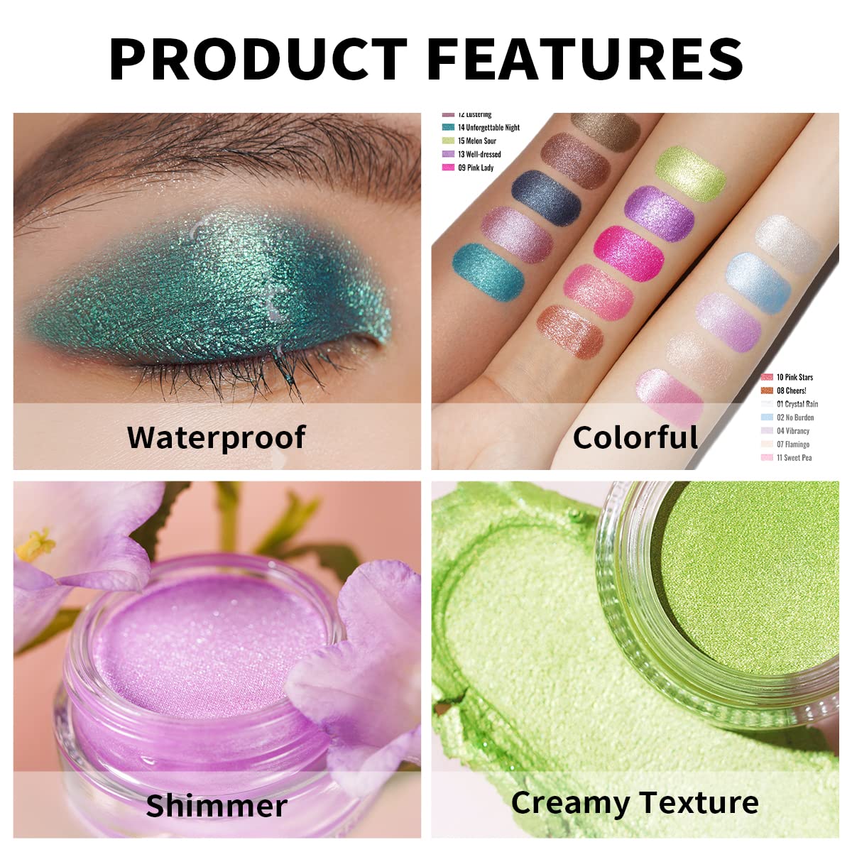 Oulac Teal Eyeshadow Green Glitter Eyeshadow Highly Pigmented Eye Shadow Waterproof & Long Lasting For Women With Moisturizing F