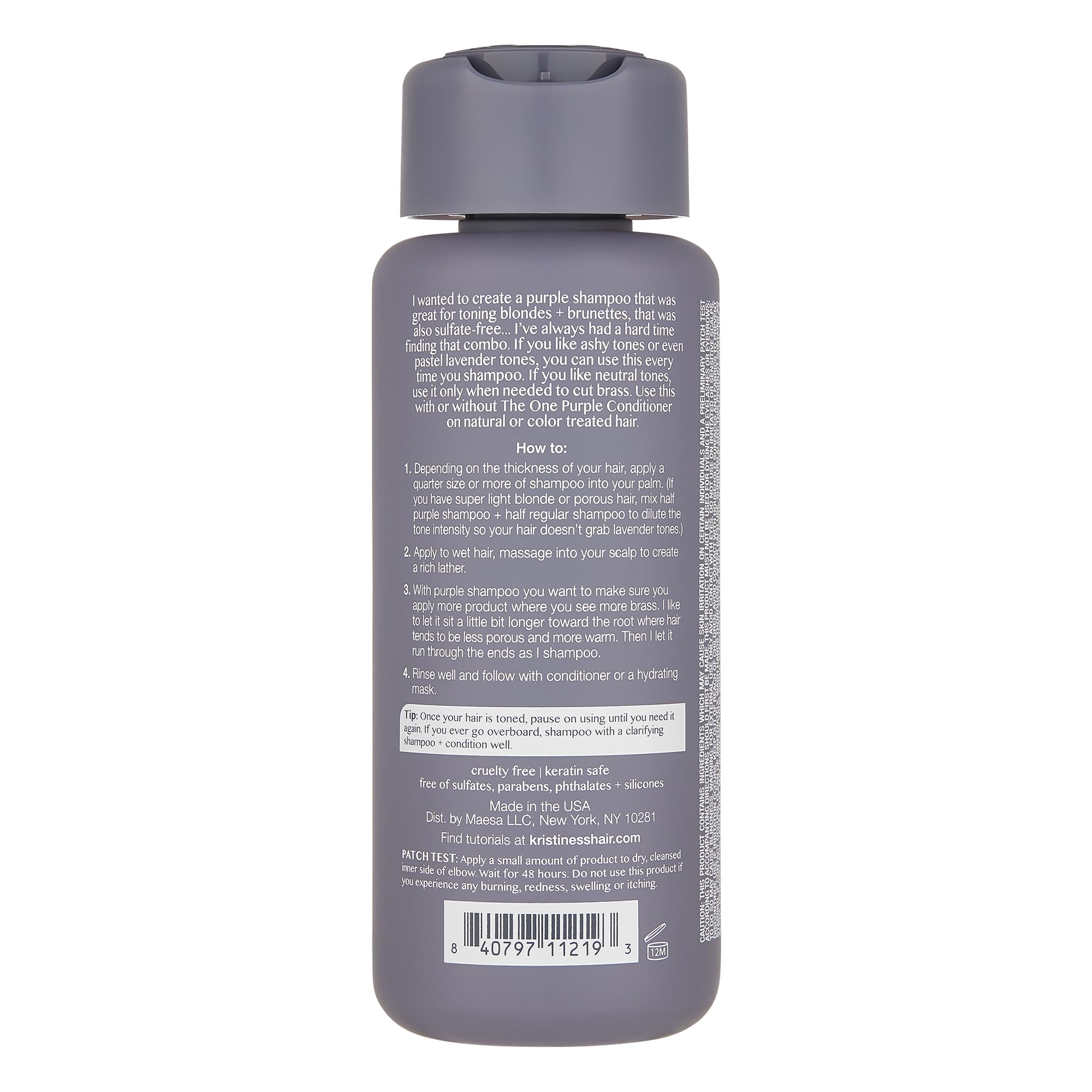 Kristin Ess Hair The One Purple Shampoo, Toning For Blonde Hair, Neutralizes Brass + Yellow Tones, Sulfate, Silicone And Paraben