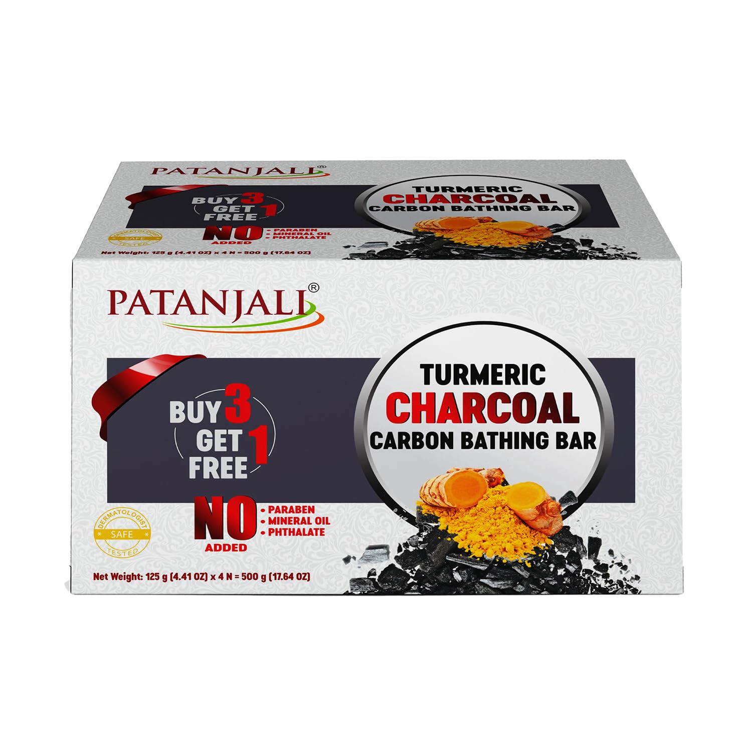 Patanjali Turmeric Charcoal Body Cleanser Natural Body Cleansing Soap For Men & Women With Activated Charcoal Bathing Bar For Gl