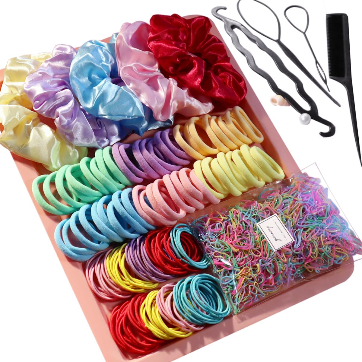 YANRONG 1159PCS Hair Accessories for Woman Set Seamless Ponytail Holders Variety Hair Scrunchies Hair Bands Scrunchy Hair Ties F