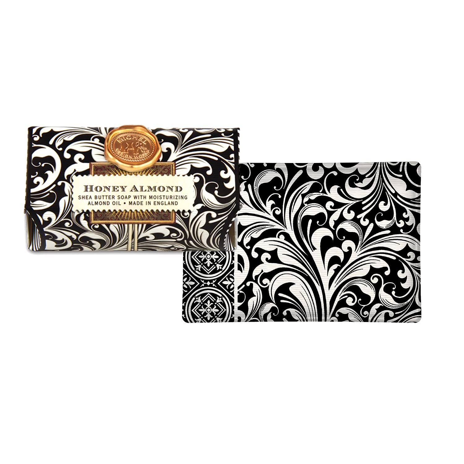 Michel Design Works Triple-Milled And Handmade Large Bath Soap Bar, Honey Almond Scent And Design With Shea Butter, Long Lasting