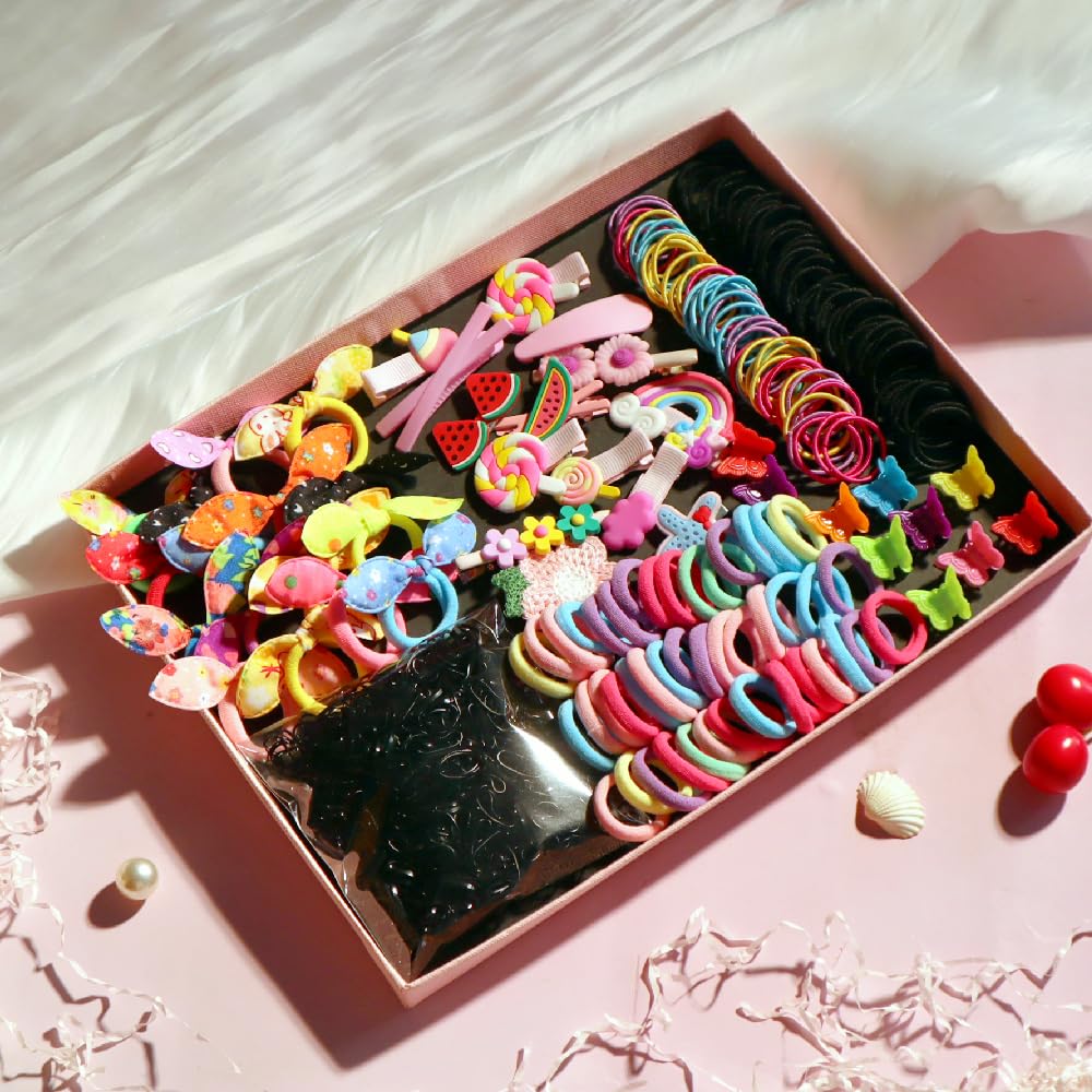Yanrong Hair Accessories Set (1189Pcs) - Candy Colors Eco-Friendly Nylon Hair Ties, Disposable Rubber Bands, Hair Bands, And Hai
