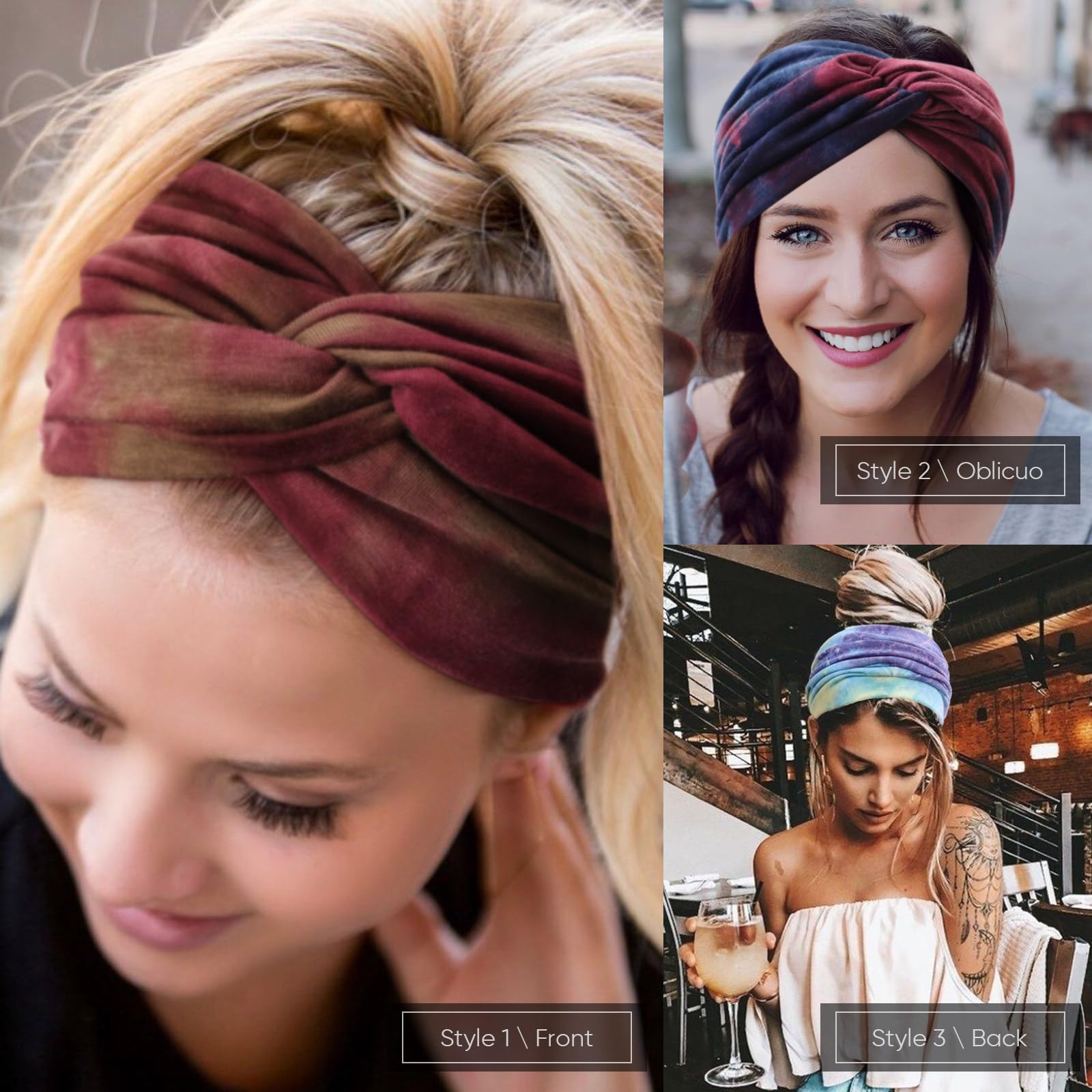 Dreshow 6 Pack Extra Wide Headbands For Women Large Turban Headband Boho Head Wrap Elastic Hairbands Hair Twisted Knot Hair Acce