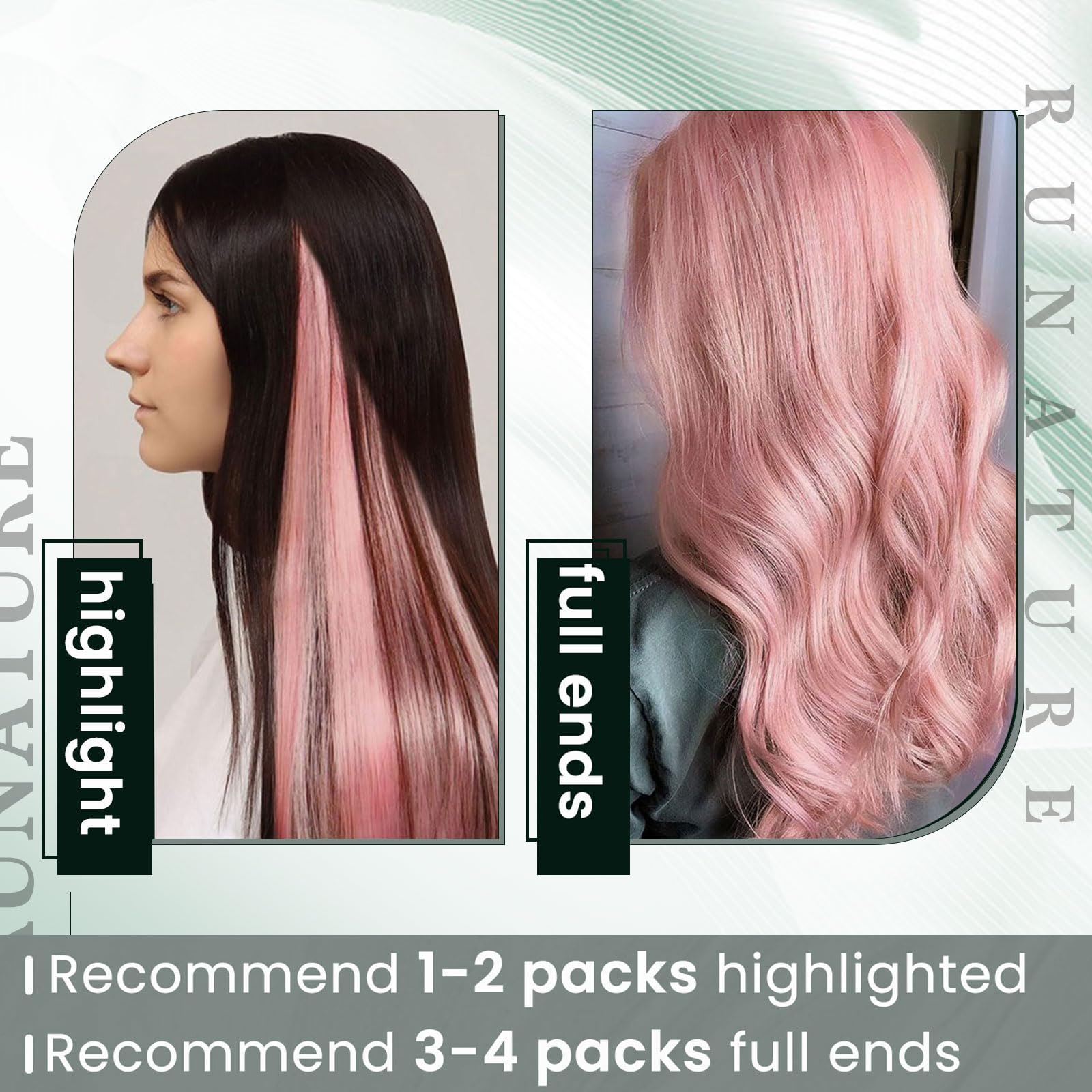 RUNATURE 20 Inch U Tip Hair Extensions Real Human Hair Pink U Tip Human Hair Extensions 25g 25s Remy K Tip Hair Extensions Real