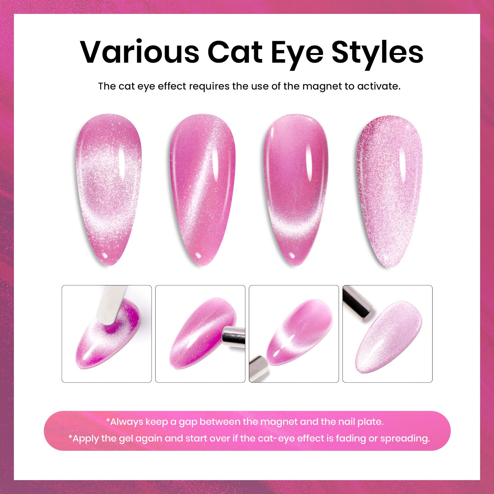 Beetles Cat Eye Gel Polish 15Ml Pink Cat Eye Gel Nail Polish With Magnet Pink Velvet Gel Nail Polish Silver Shimmer Soak Off Uv