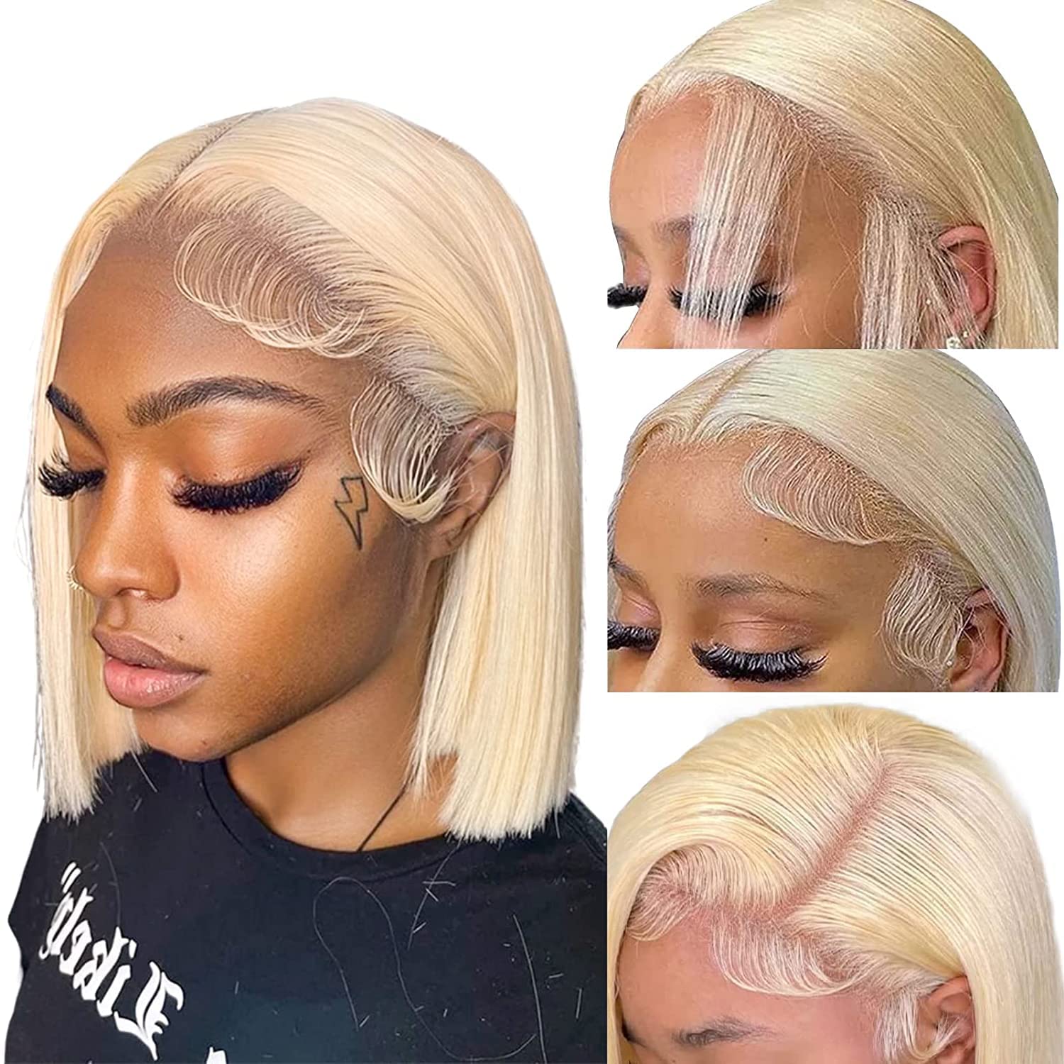 SUPERLOOK Blonde Bob Wig Human Hair 613 Lace Front Wig Human Hair 13X4 HD Transparent lace Front Bob Wig Human Hair Pre Plucked 