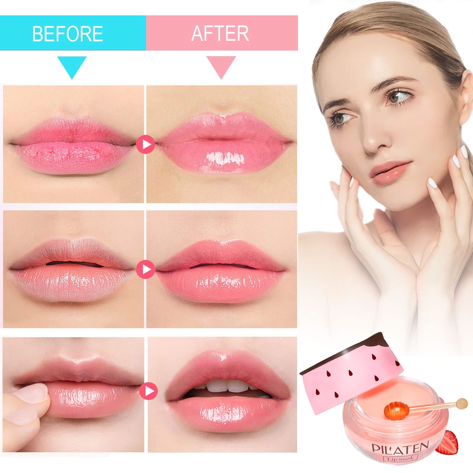 Strawberry Lip Balm Honey Pot, Strawberry Lip Mask Propolis Moisturizing Hydrating Prevention Dry And Cracked Lip Scrubs Exfolia
