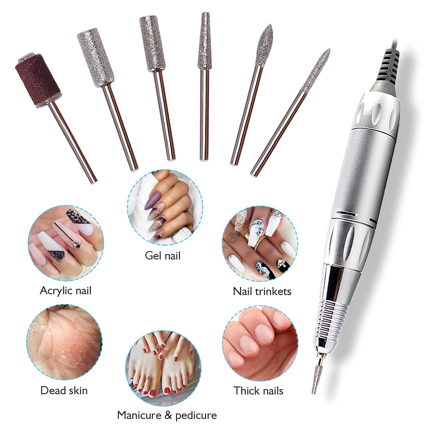 Cordless Nail Drill, Az Gogo 30000Rpm Rechargeable Portable Electric Nail Drill Machine For Gel Acrylic Nails - Efile Manicure/P