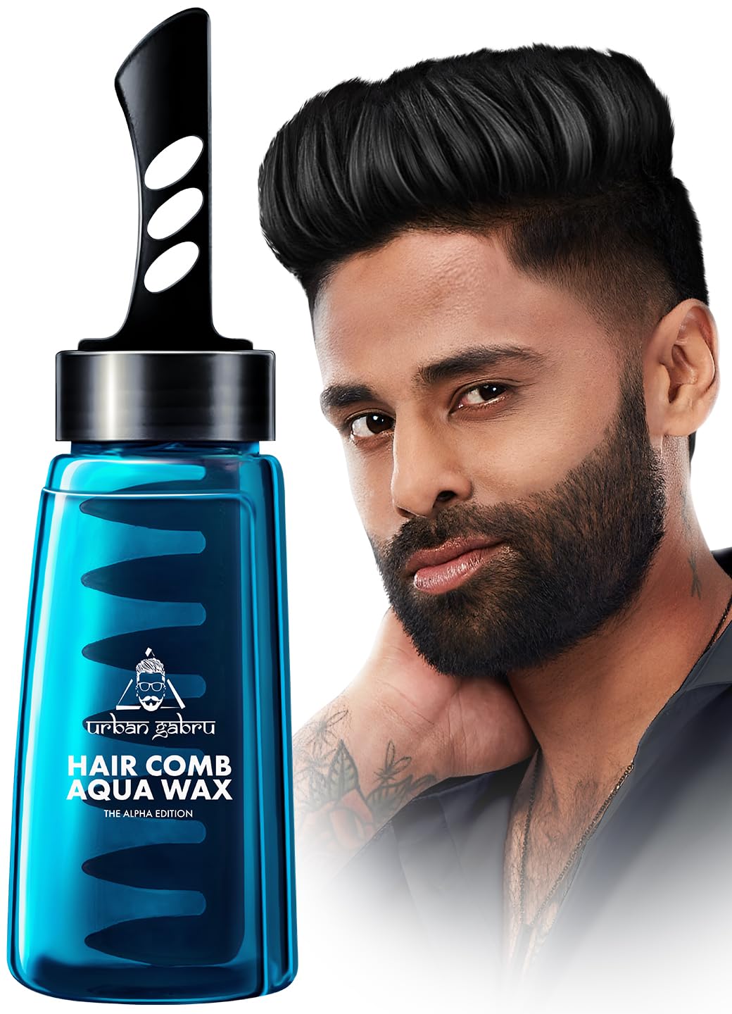 Urbangabru Aqua Hair Wax | Alpha Edition 2-In-1 Men Hair Styling Wax | Strong Hold Wet Look & Shiny Finish All Day (260 Ml)