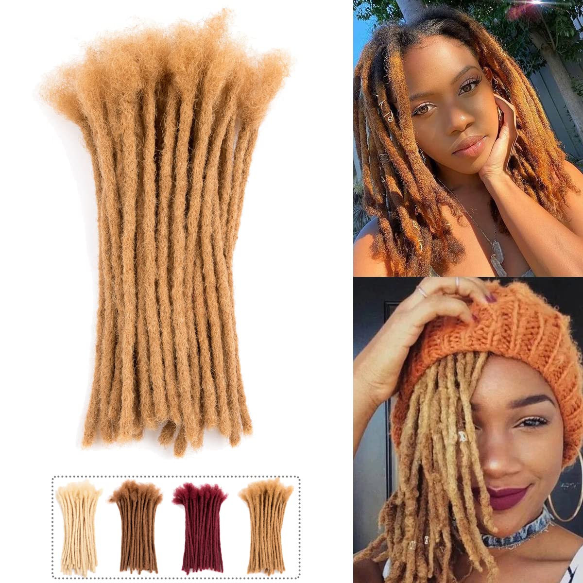 Teresa 0.8cm Width 8 Inch 40 Strands 100% Human Hair Dreadlock Extensions for Man/Women,Full Head Handmade Permanent Human Loc E