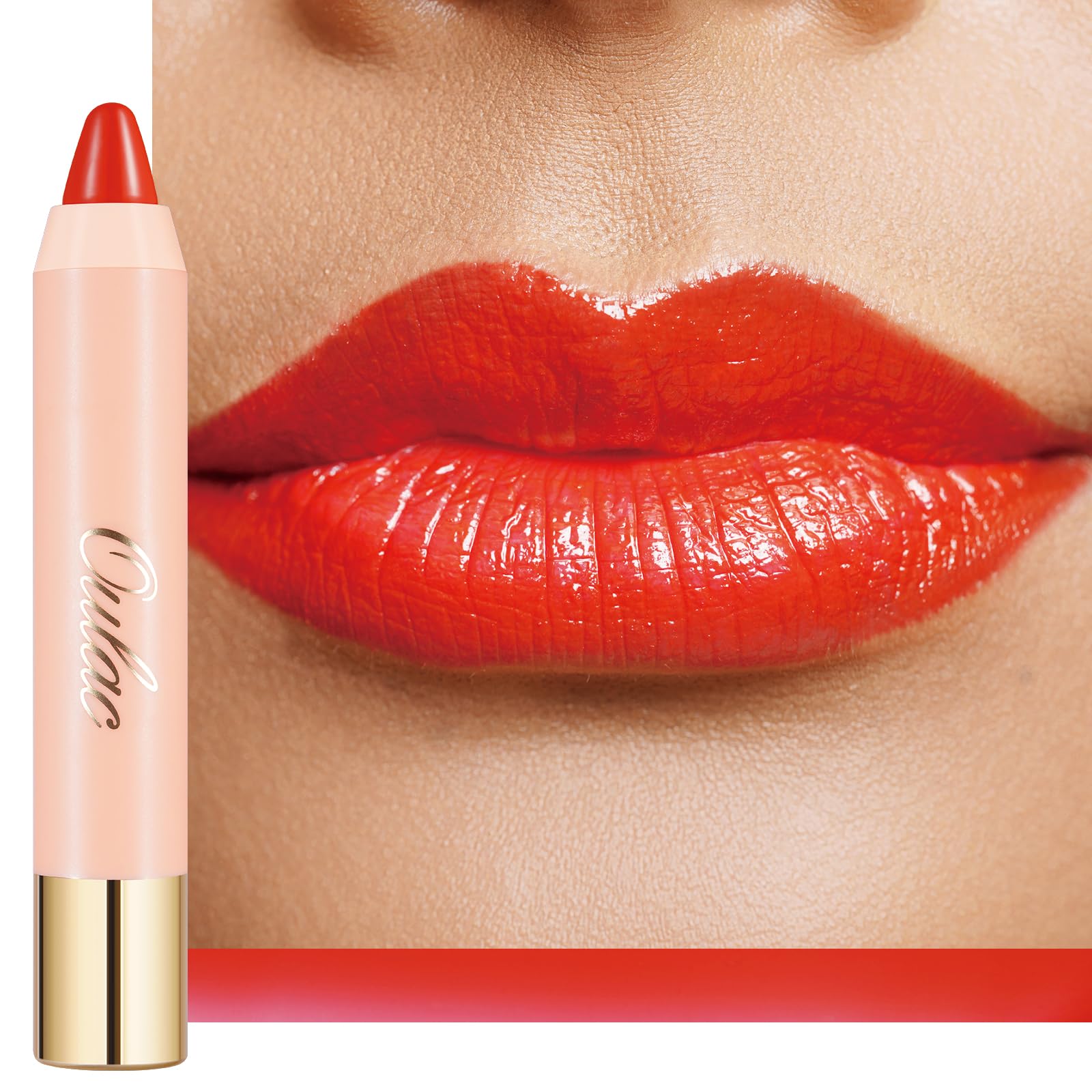 Oulac Coral Red Lipstick - Moisturizing Lipstick Tinted Lip Balm For Dry Lips | Vibrant Bright Red Lip Crayon & Blush - Lip Colo