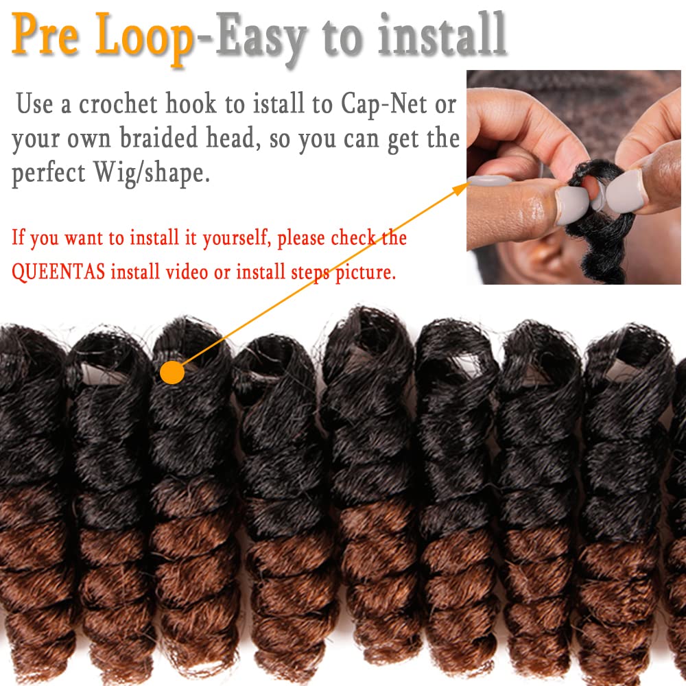 Queentas Crochet Hair For Women 6 Packs 10Inches 8Mm Small Toni Curl Carrie Curl Brown Short Curly Crochet Synthetic Hair Extens