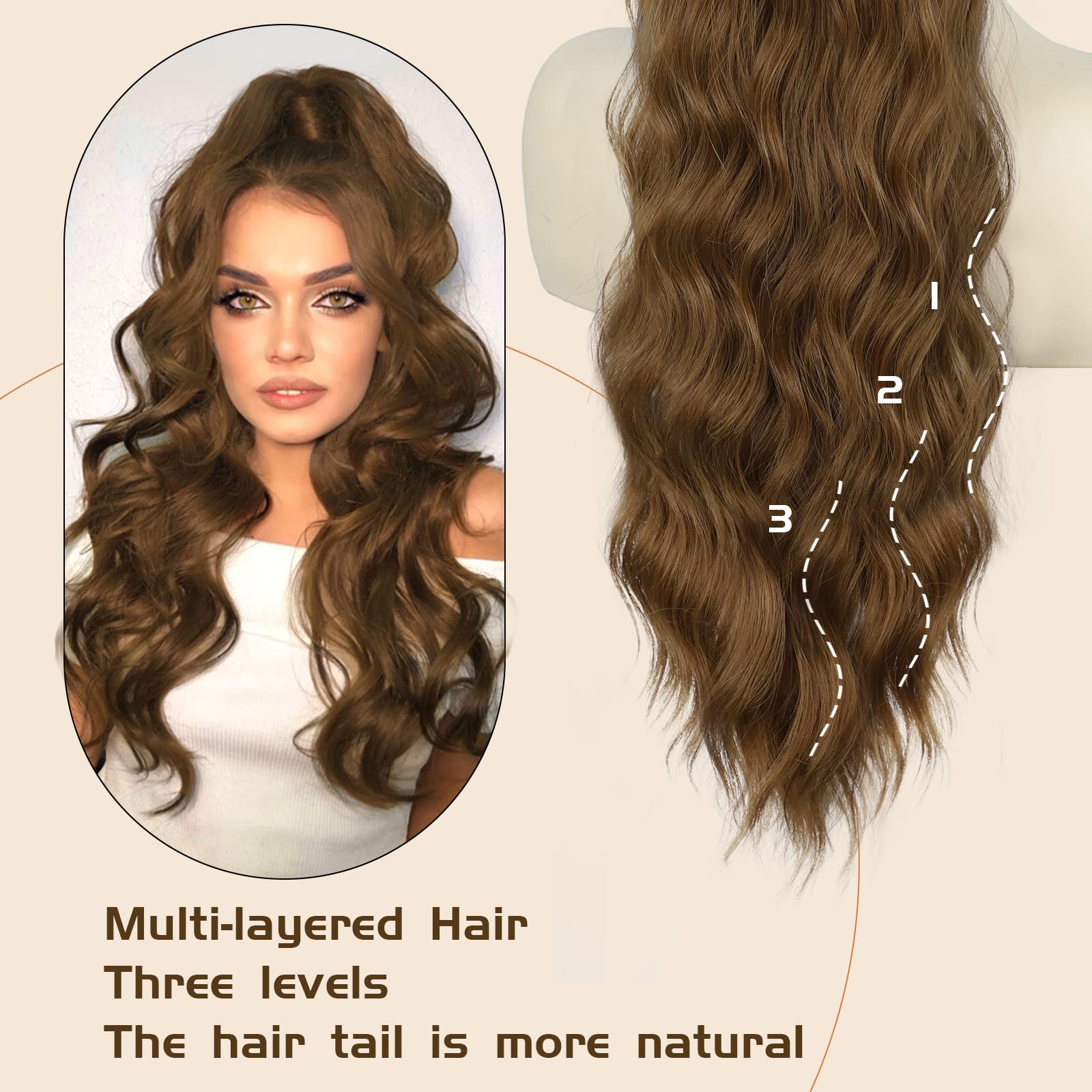 Freemeige Ponytail Extension 26 Inch Drawstring Ponytail Long Pony Tail Hair Extensions For Black Women Natural Curly Wavy Ponyt