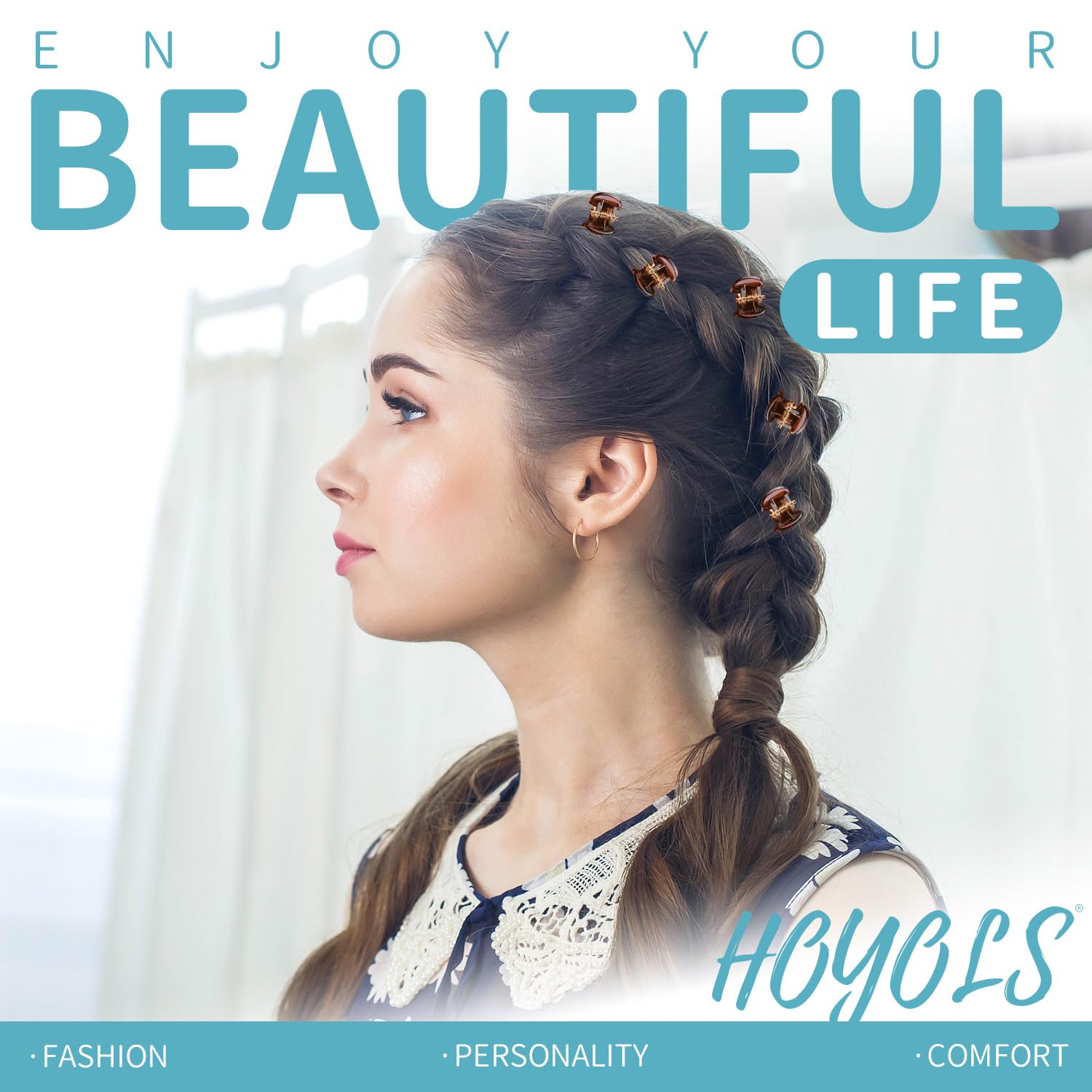 Hoyols 48 Pcs Small Mini Clips for Hair, Tiny Jaw Hair clip Brown Hair Claw Clip for Makeup Thin Short Fine Grip for Women Girls