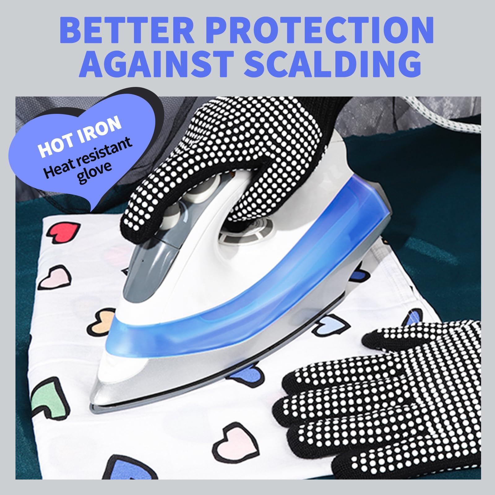 Teenitor 2 Pcs Heat Resistant Gloves With Silicone Bumps, Heat Resistant Gloves For Sublimation, Heat Protection Gloves For Hair