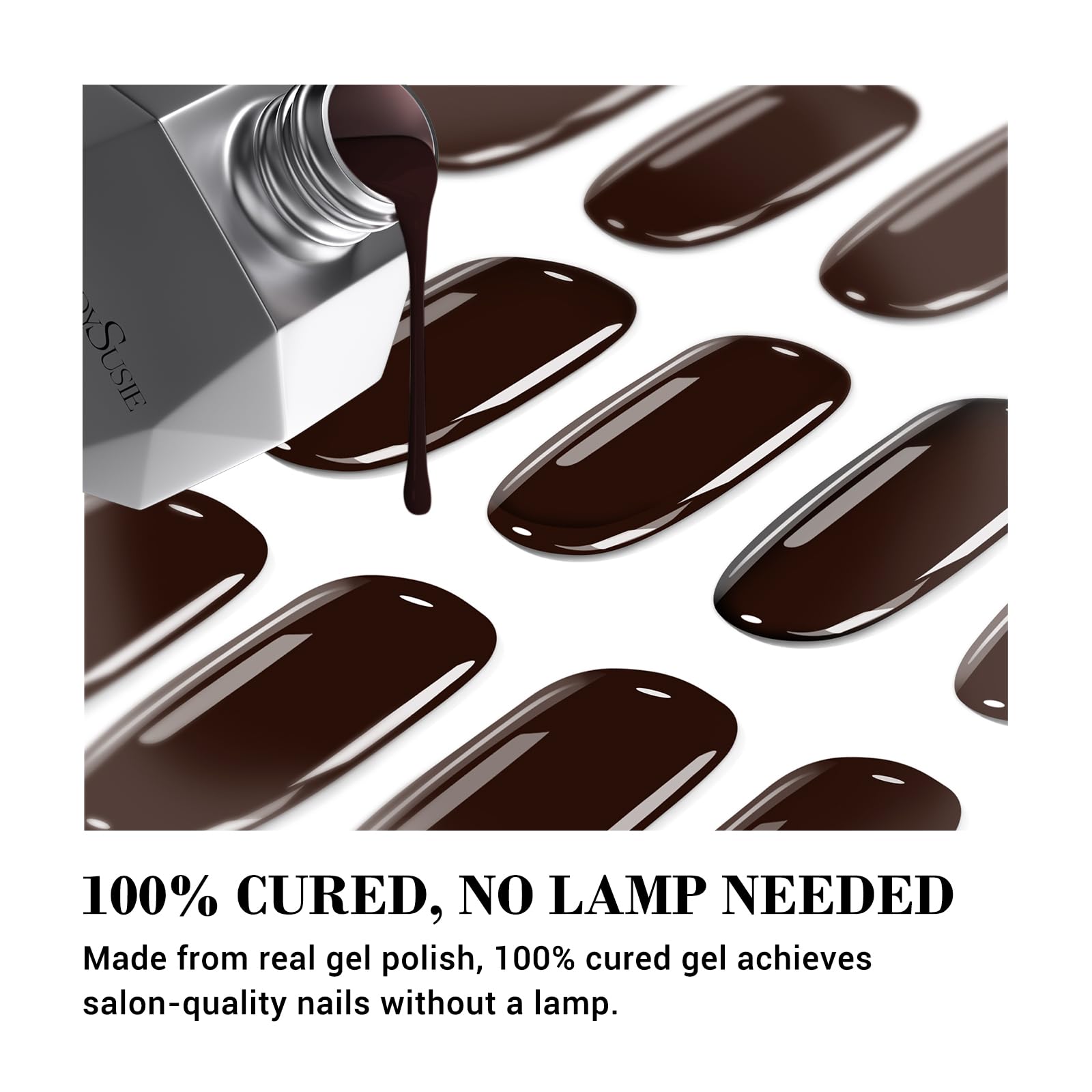 Melodysusie Qcoat Fully Cured Gel Nail Strips (Chocolate) - Uv Free Nail Polish Strips, Sun Cured Gel Nail Wraps, Salon-Quality,