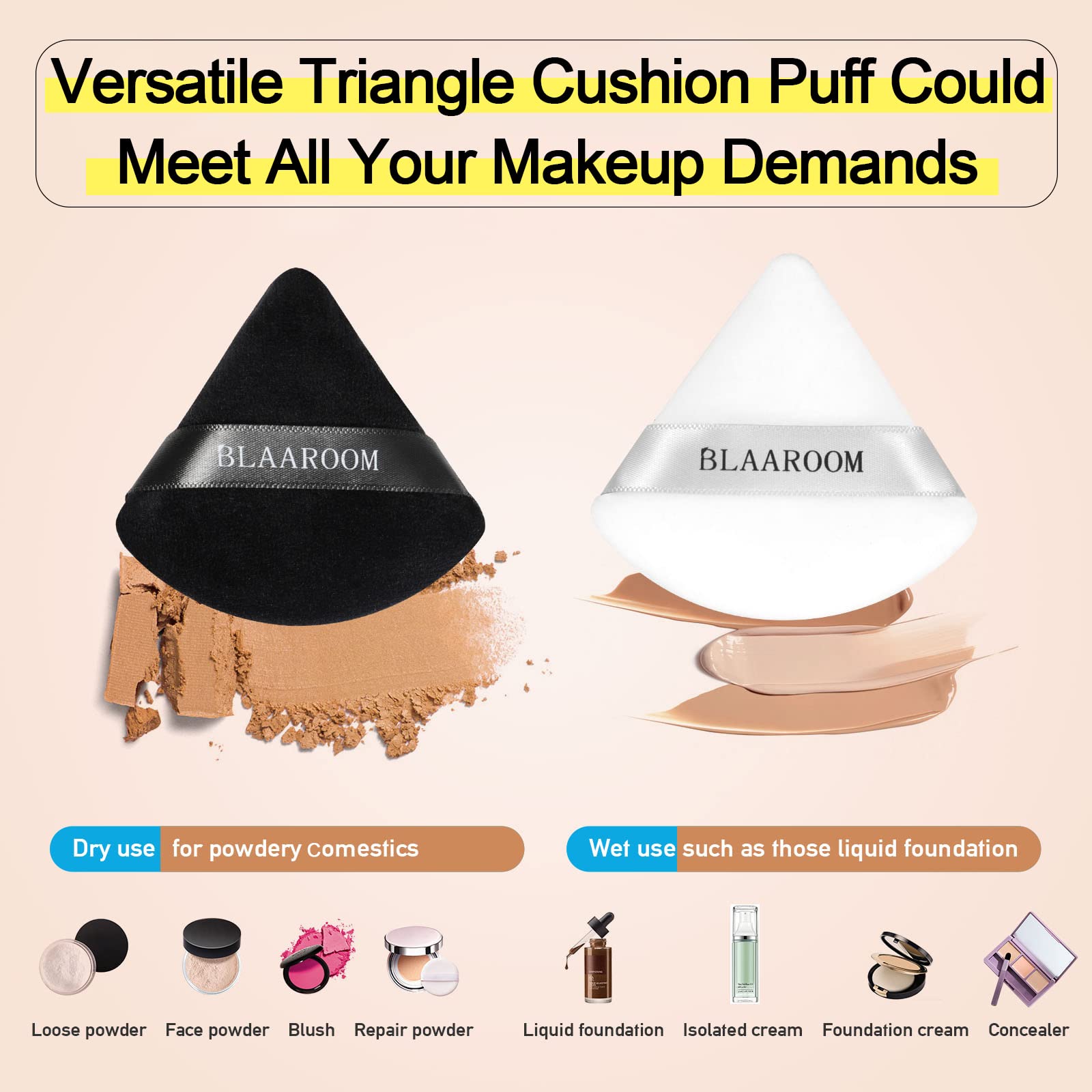 6 Pieces Powder Puff For Face Powder Makeup Puff Velour Soft Triangle Powder Puffs For Loose Powder Mineral Powder Setting Powde