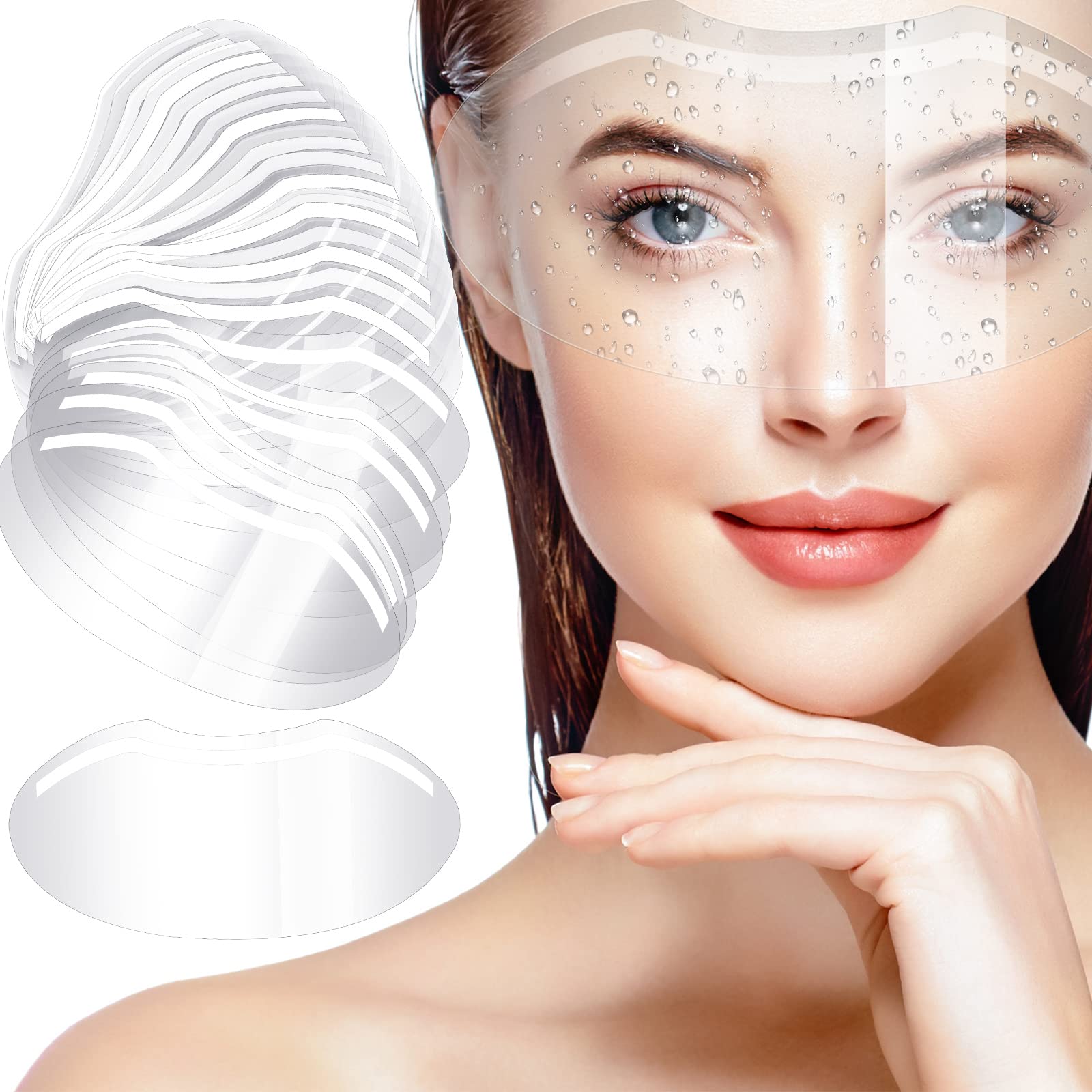 300 Pcs Makeup Shower Face Visors Permanent Microblading Supplies Disposable Plastic Shower Visor Clear Face Cover Water Visors