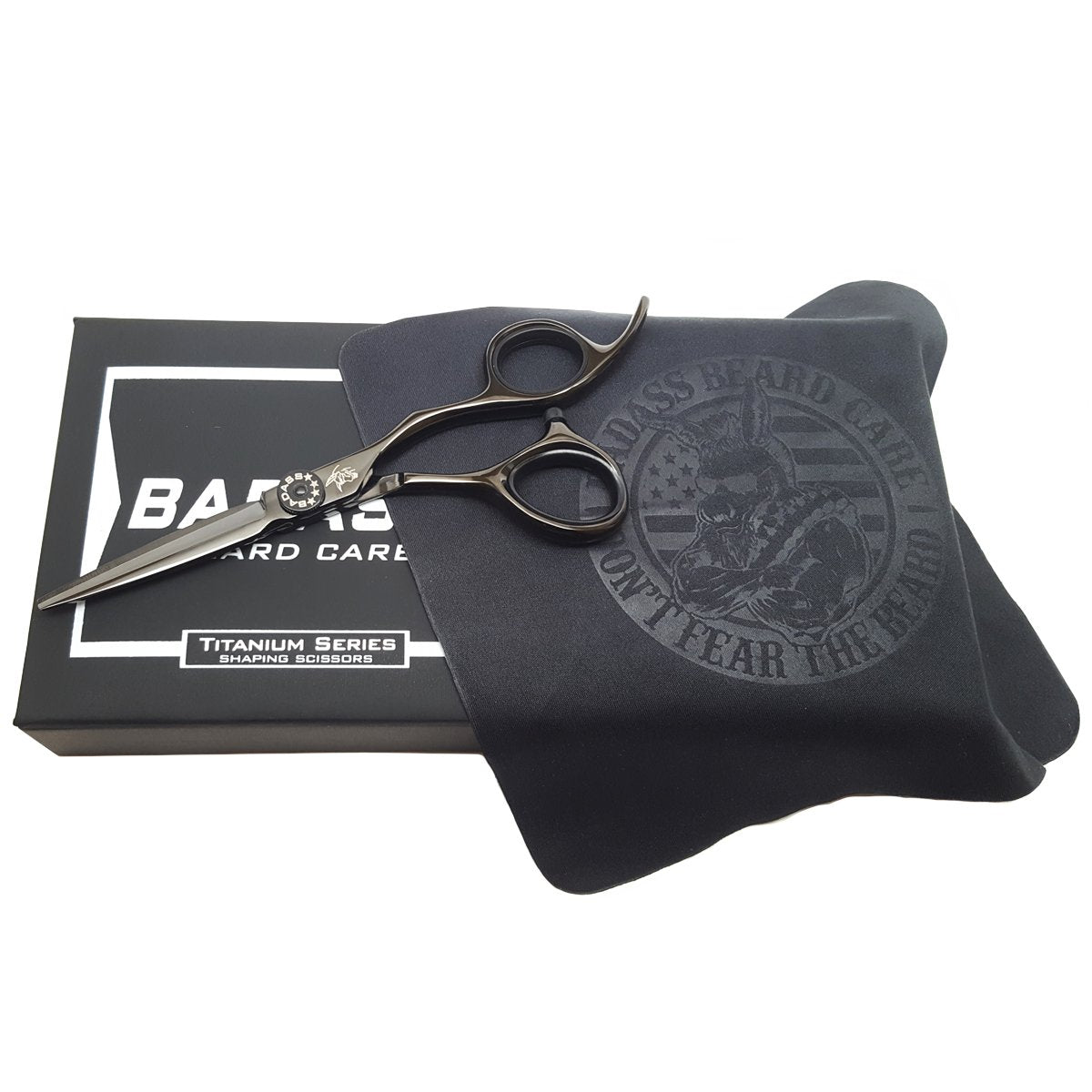 Badass Beard Care Titanium Series Barber Quality Beard Shaping Scissors - 5.25 inches long, Surgical Grade Stainless Steel (HRC