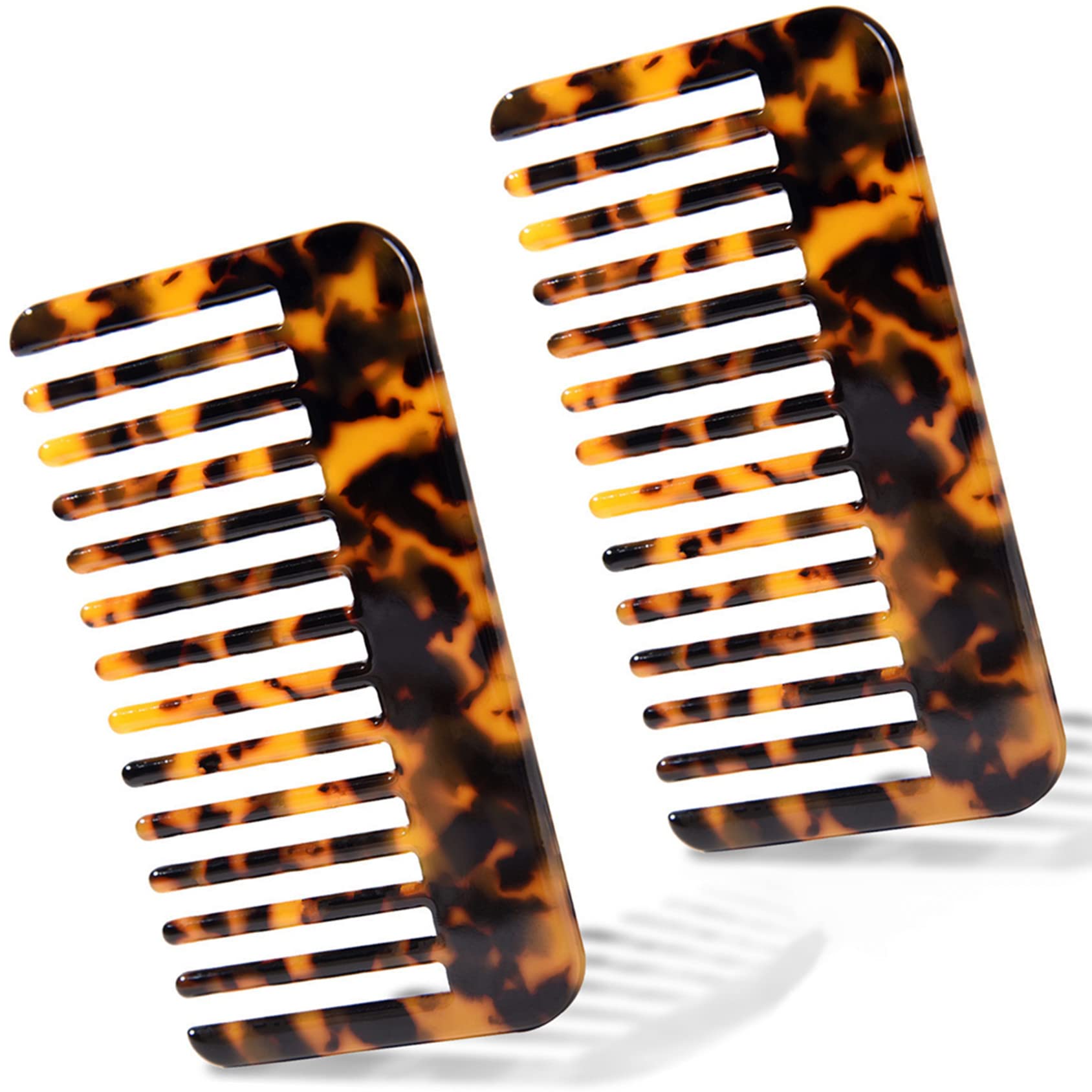 Fsmiling Hair Detangling Comb, Small Travel Purse Wide Tooth Pocket Comb for Thick Curly Wavy Hair, Acetate Hair Detangler Comb 